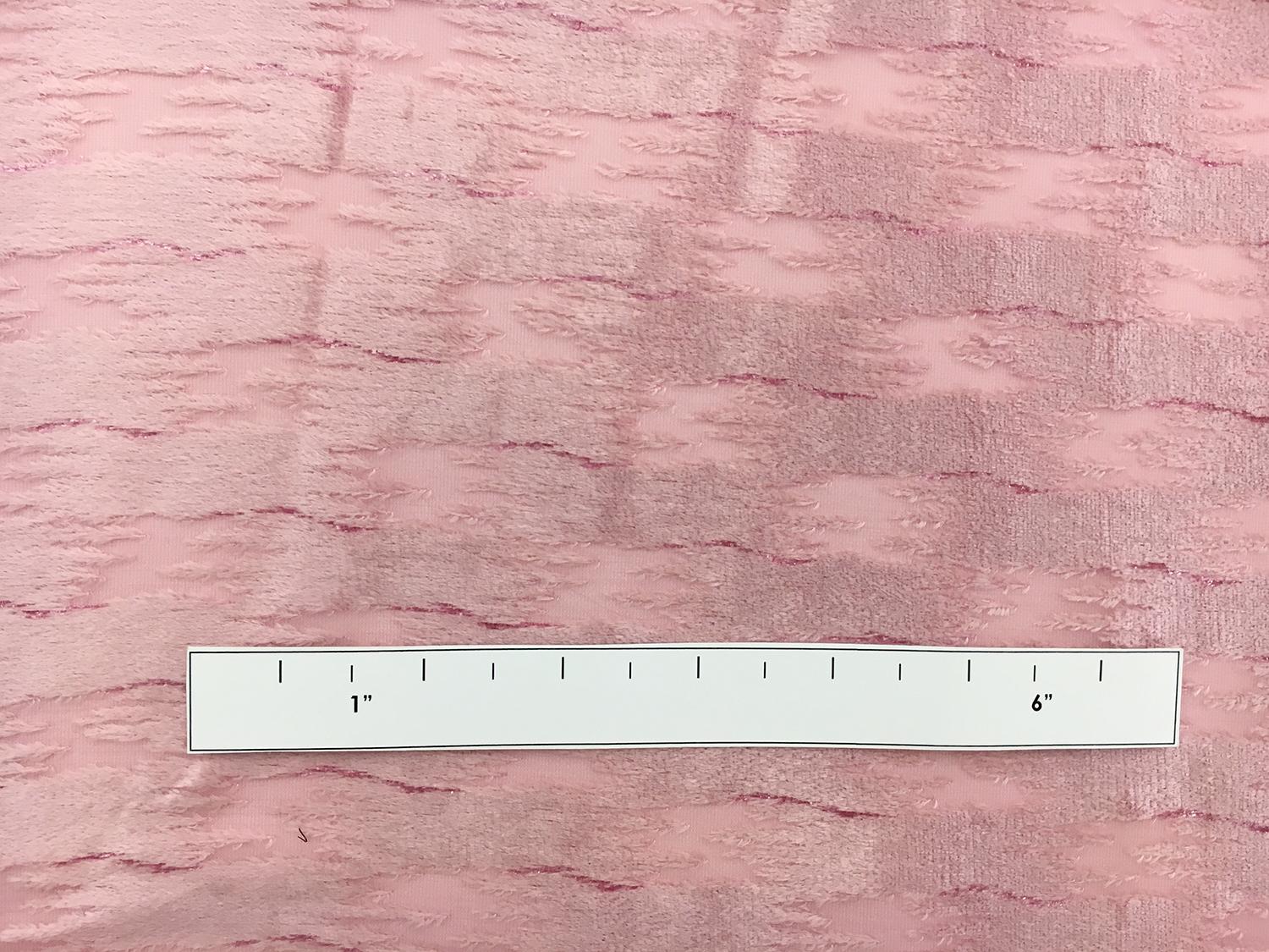 Pink Silk Lurex Burnout Velvet with Abstract Brushstrokes 1