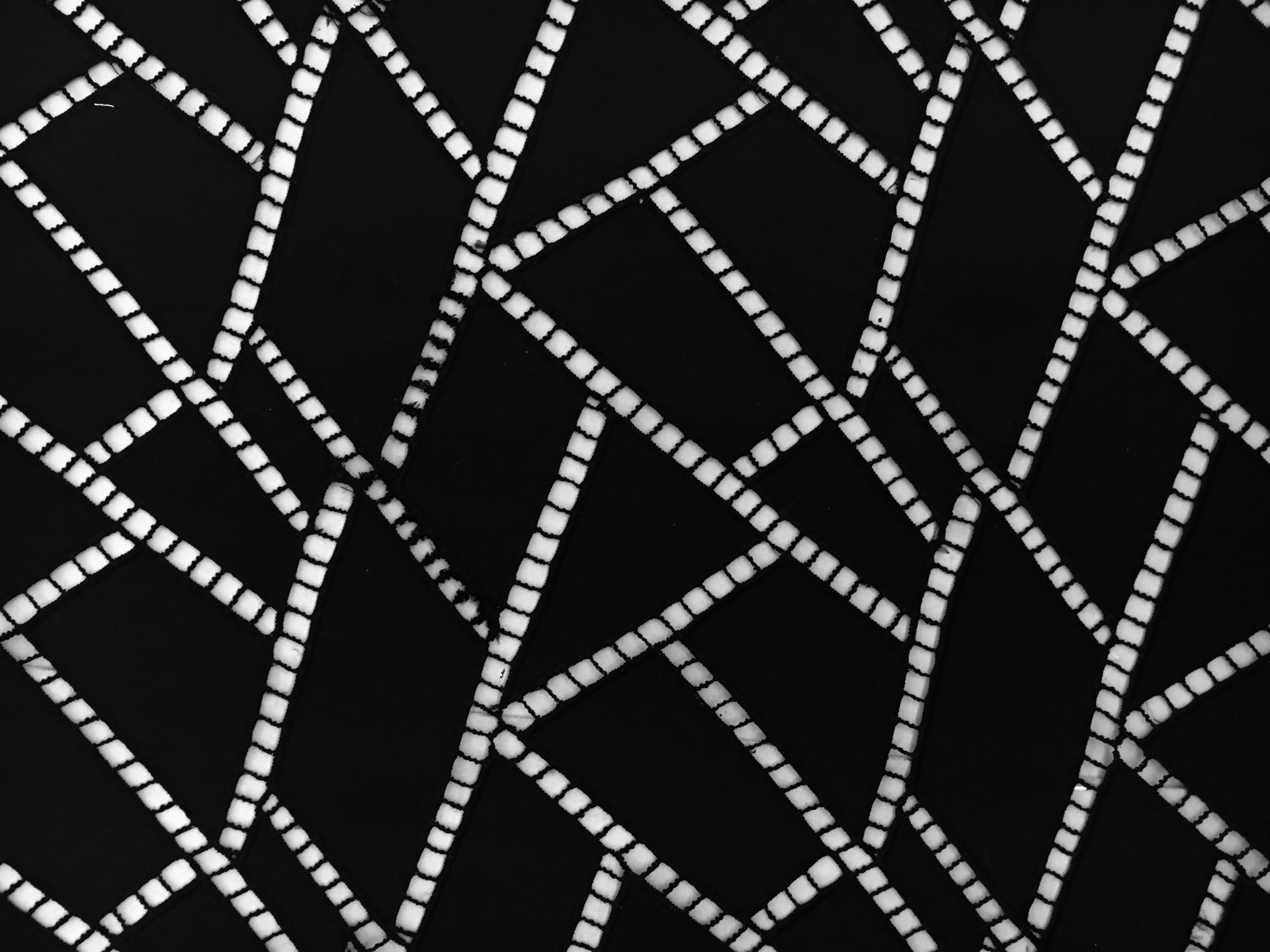 Embroidered Polyester Satin Eyelet in Black0