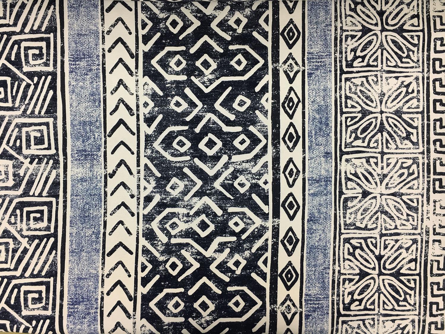 Linen Cotton Blend Upholstery With Tribal Stripe Print0