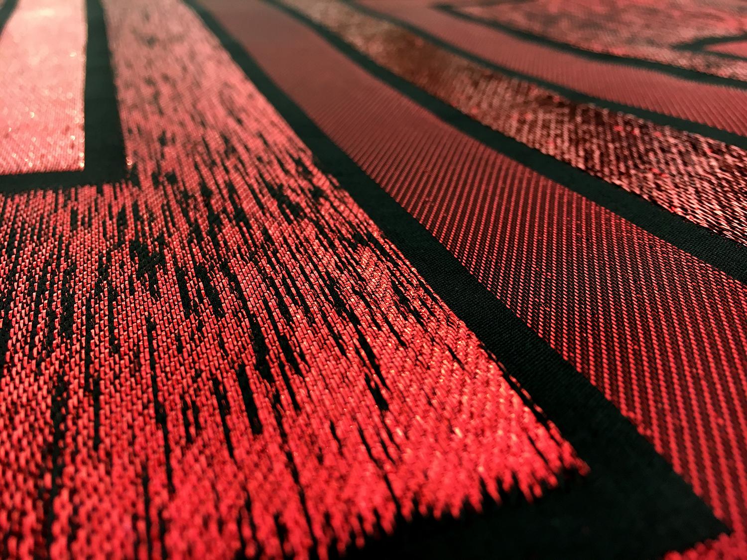 Metallic Geometric Jacquard Brocade in Red2