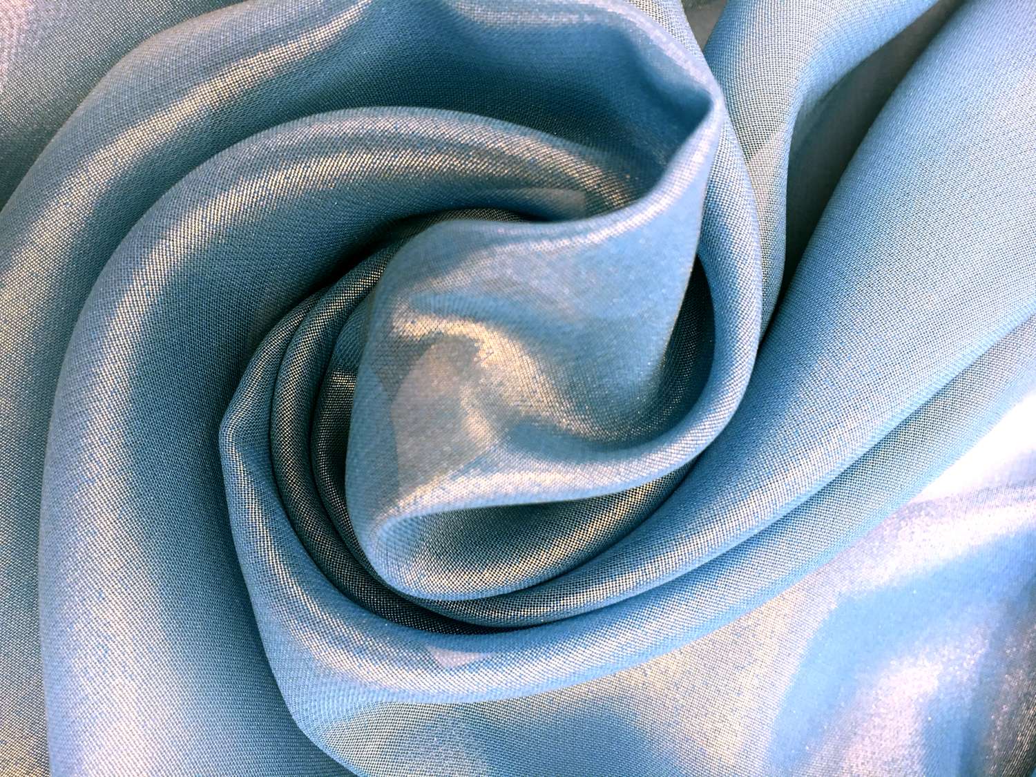 Microfiber Gold Metallic Chiffon in Tropic Blue
