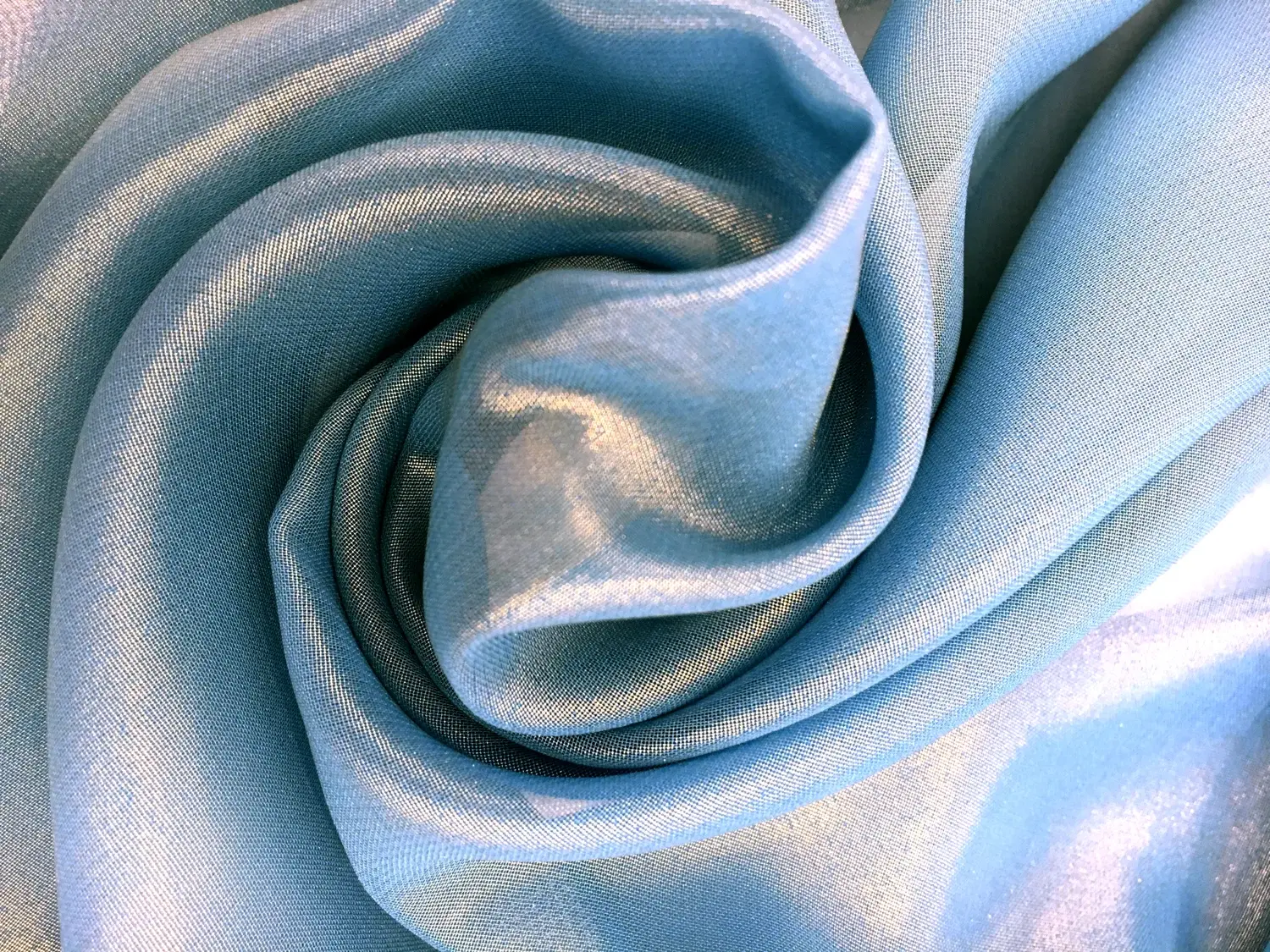 Microfiber Gold Metallic Chiffon in Tropic Blue