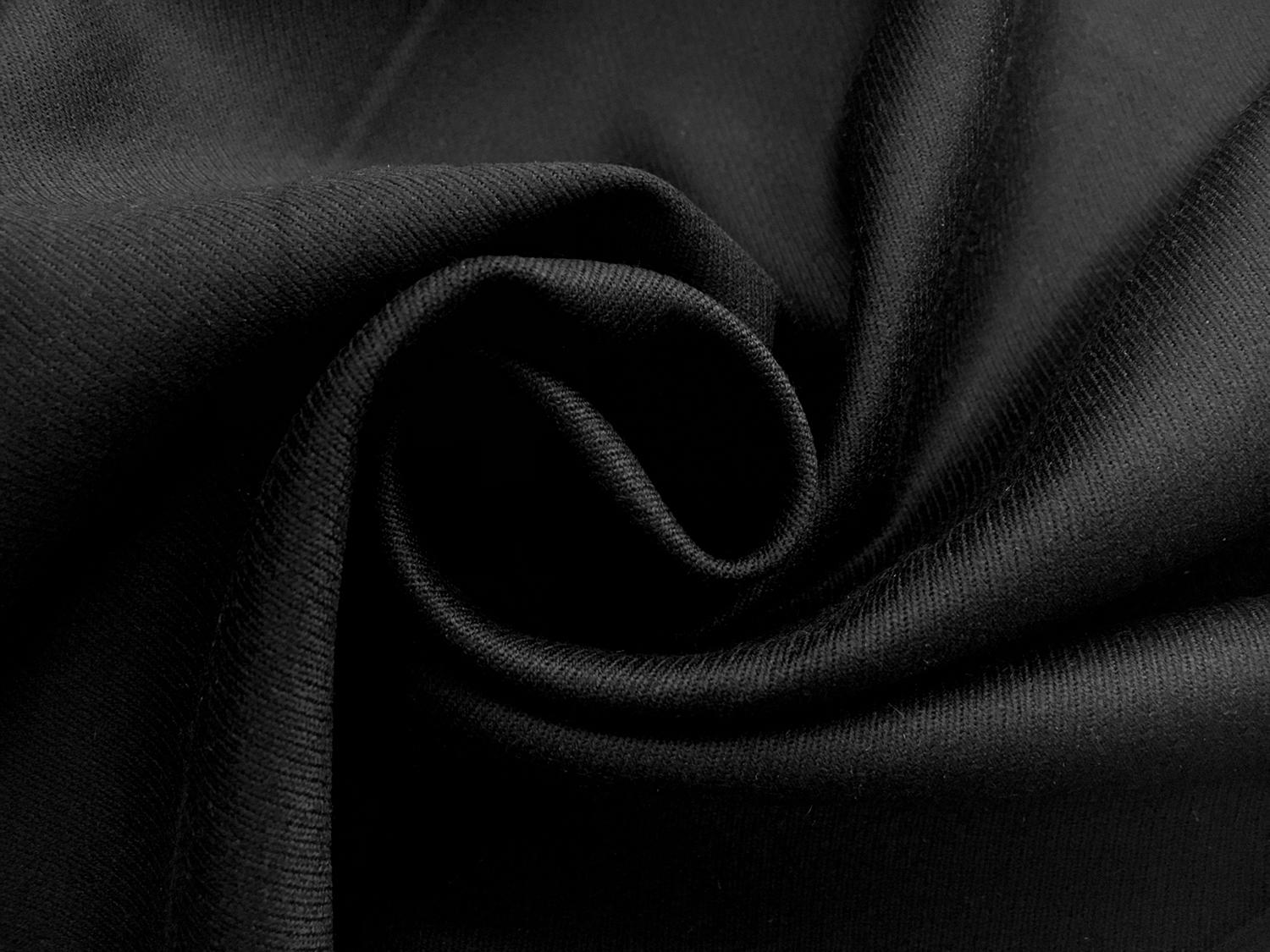 Italian Merino Wool Covert Twill in Nero1