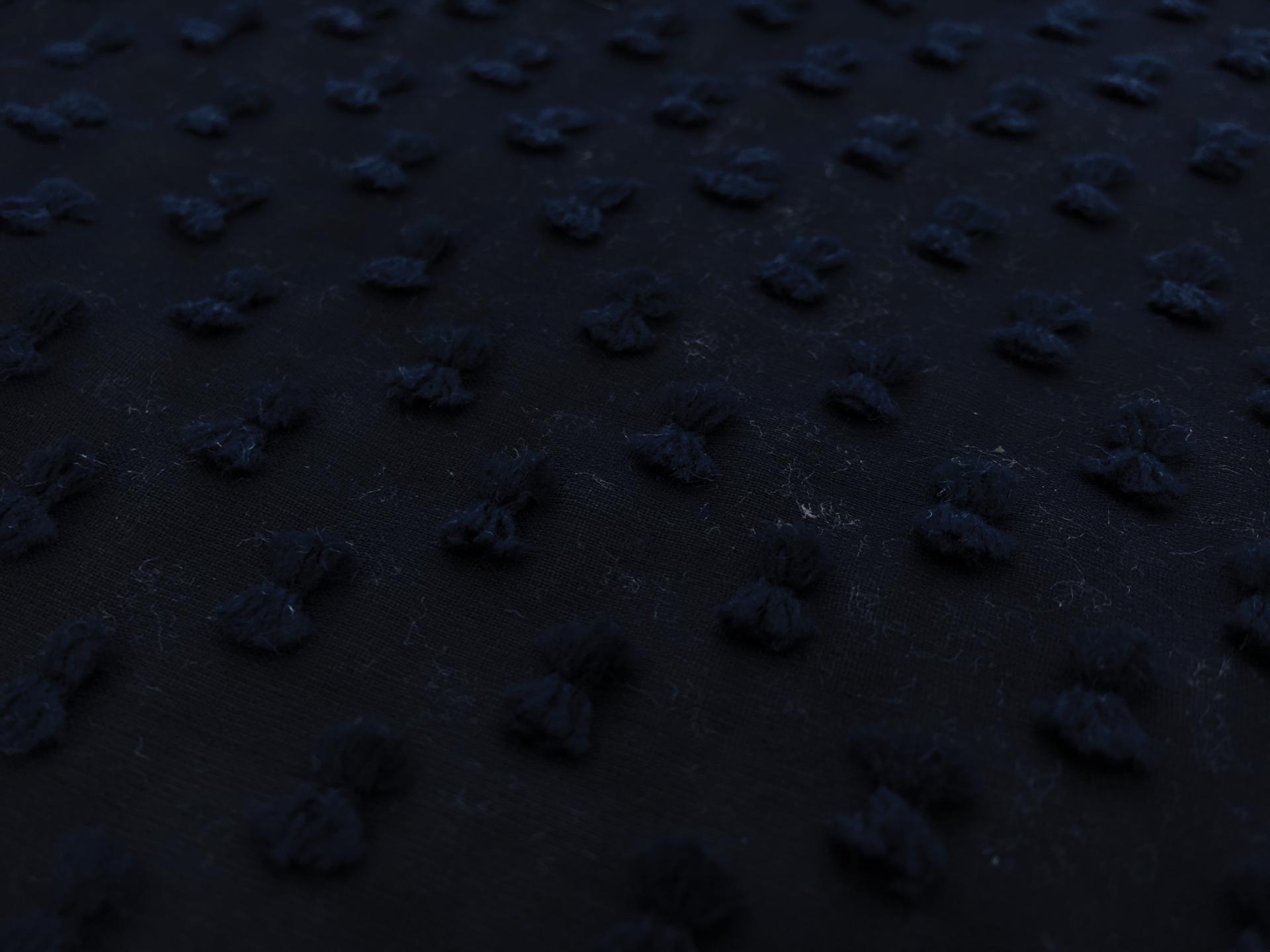 Silk and Cotton Swiss Dot Chiffon in Navy0