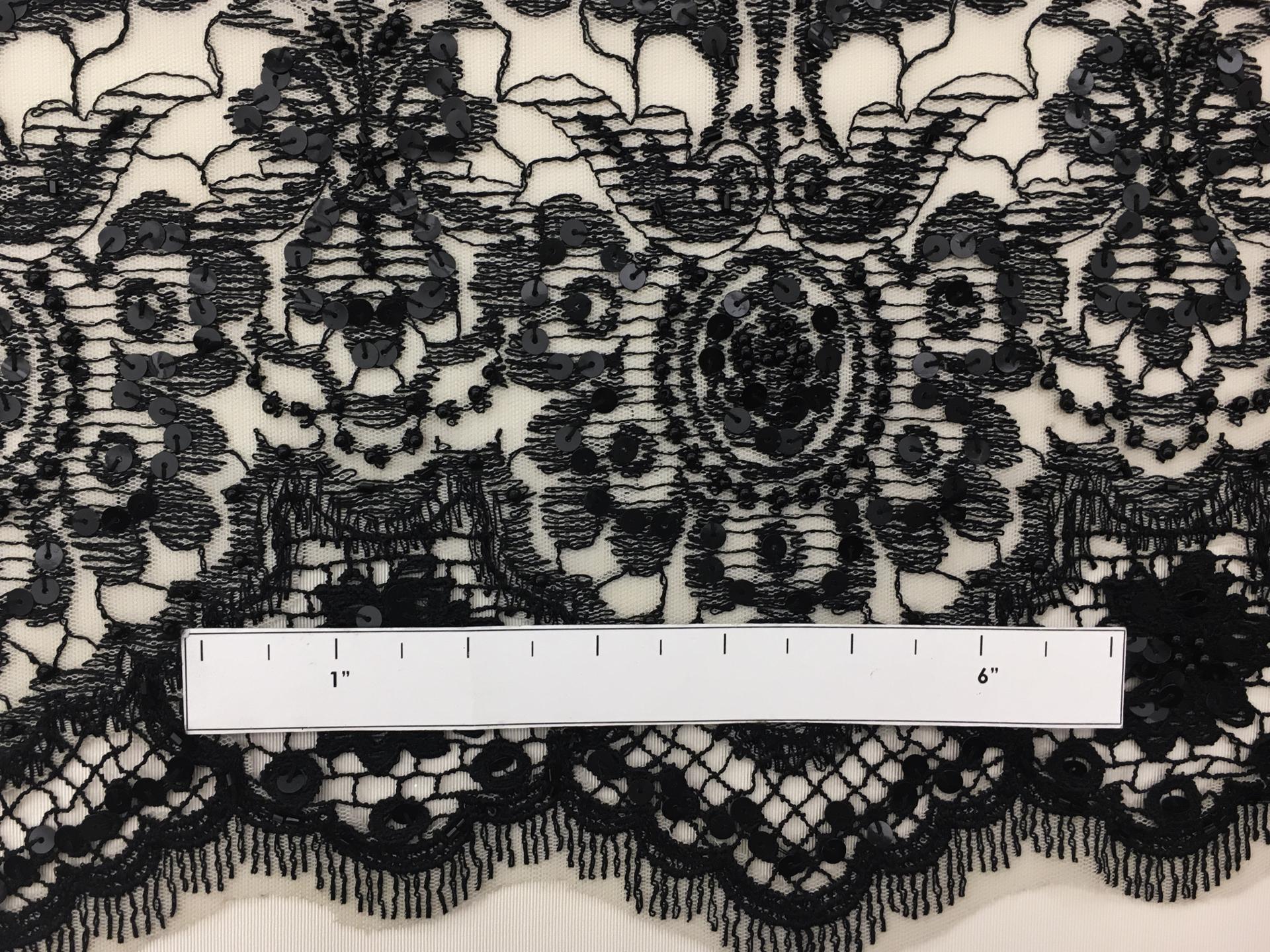 REDUCED Tulle with Embroidered and Sequined Borders1