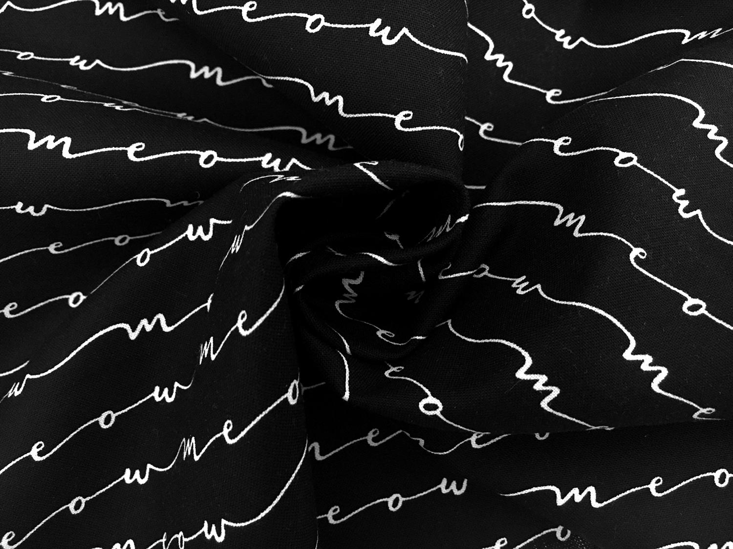 Cotton Broadcloth Meow Script Print1