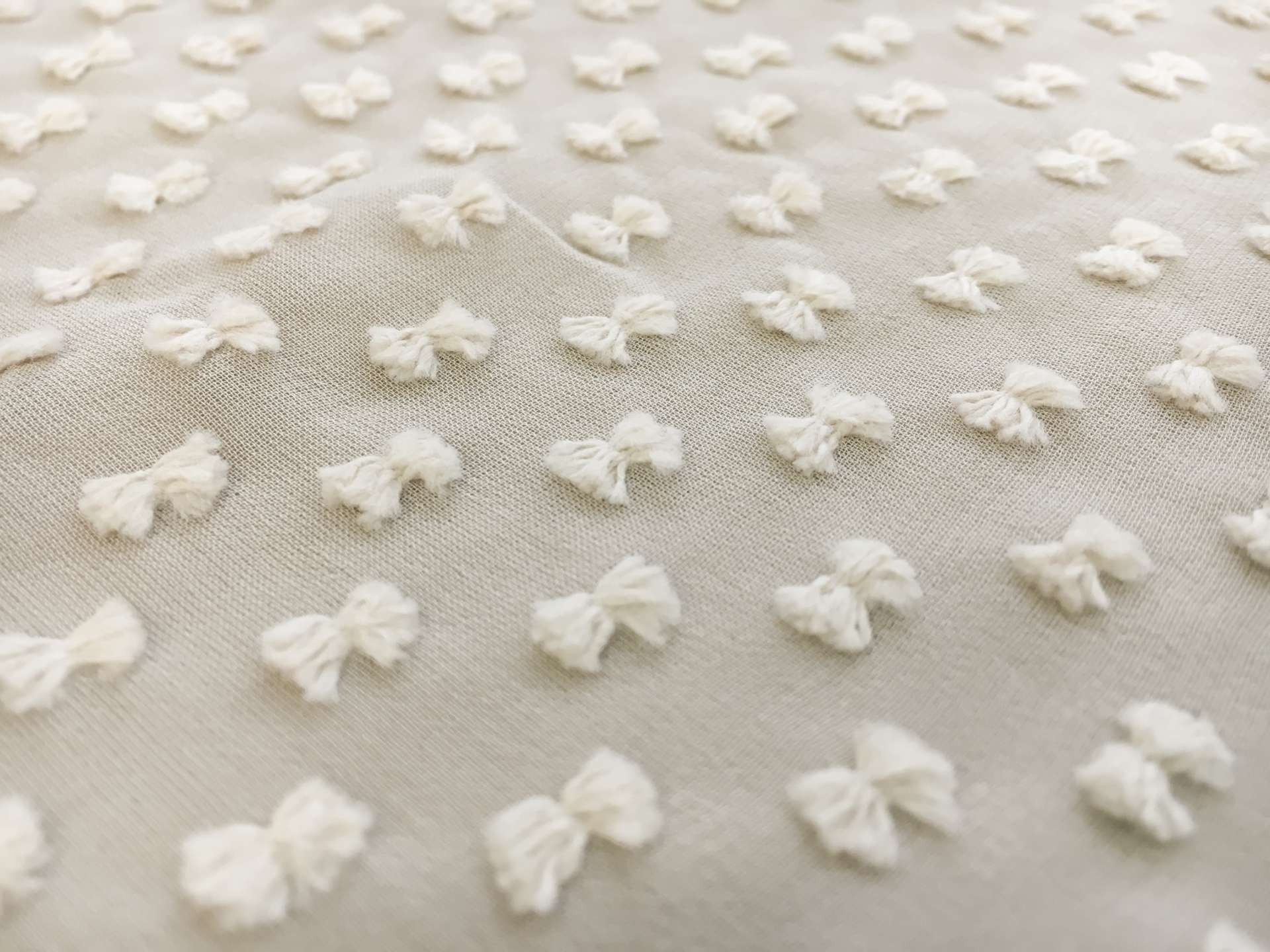 Silk and Cotton Swiss Dot Chiffon in Ivory0