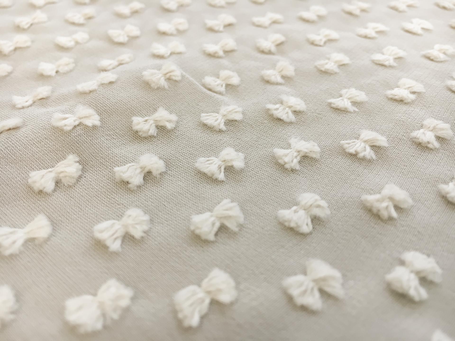 Silk and Cotton Swiss Dot Chiffon in Ivory0