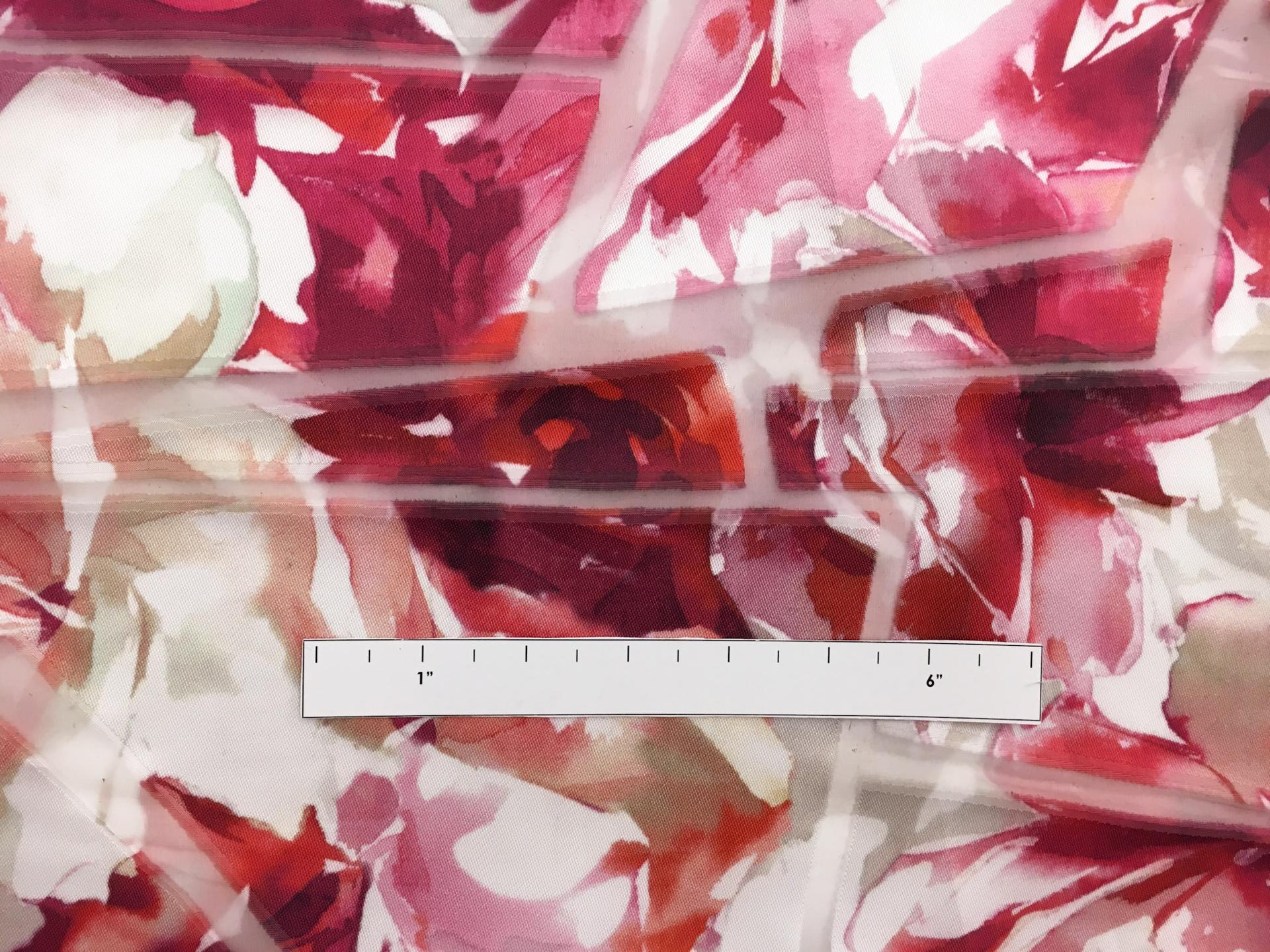 Floral Polyester and Silk Blend Organza with Burnout Geometric Patterns1