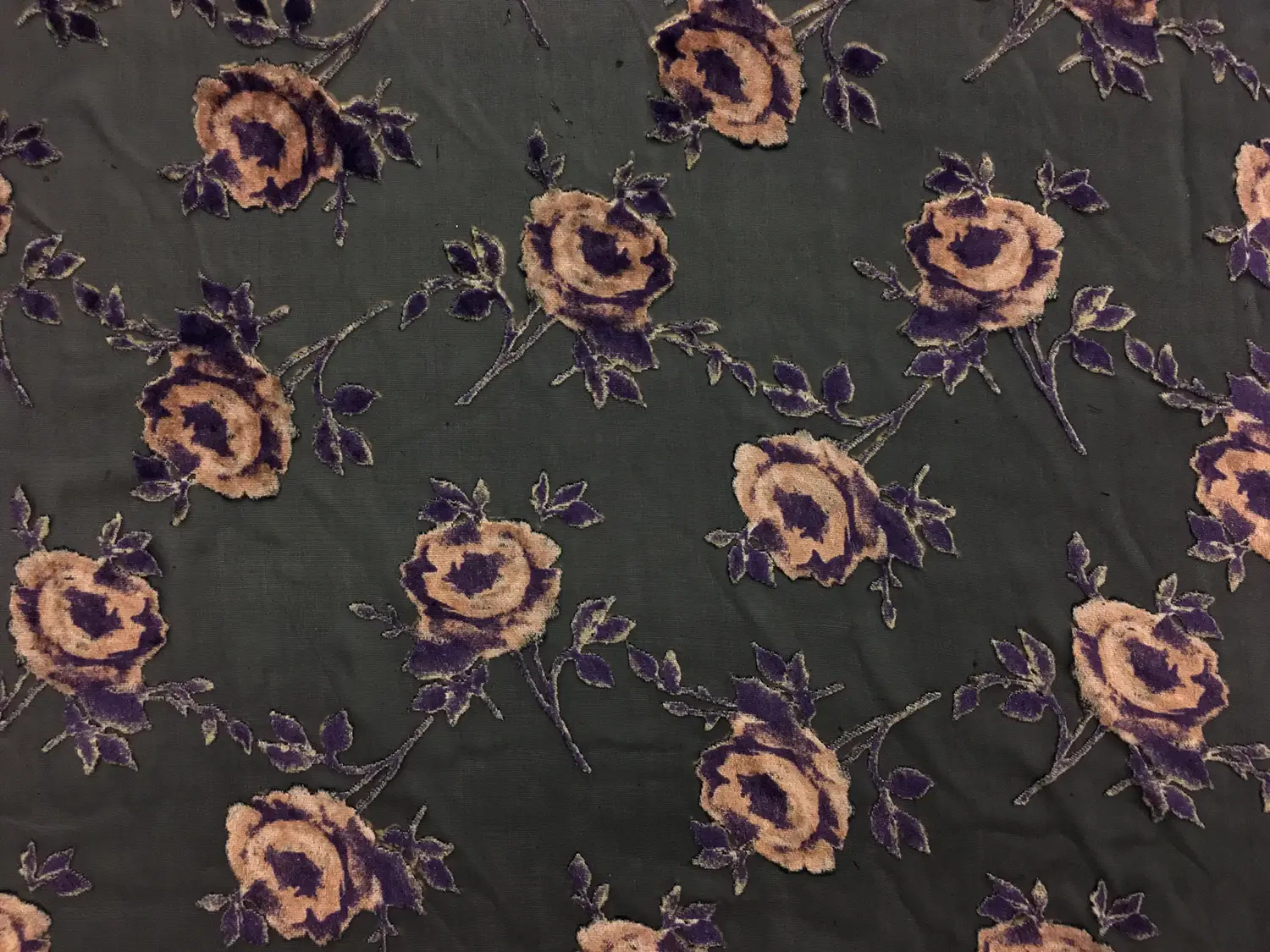 Silk Rayon Burnout Velvet With Floral Motif0