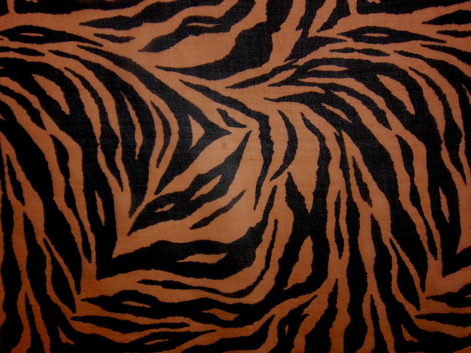 Silk Chiffon in Tiger Print Animal Abstract on Black Orange Background