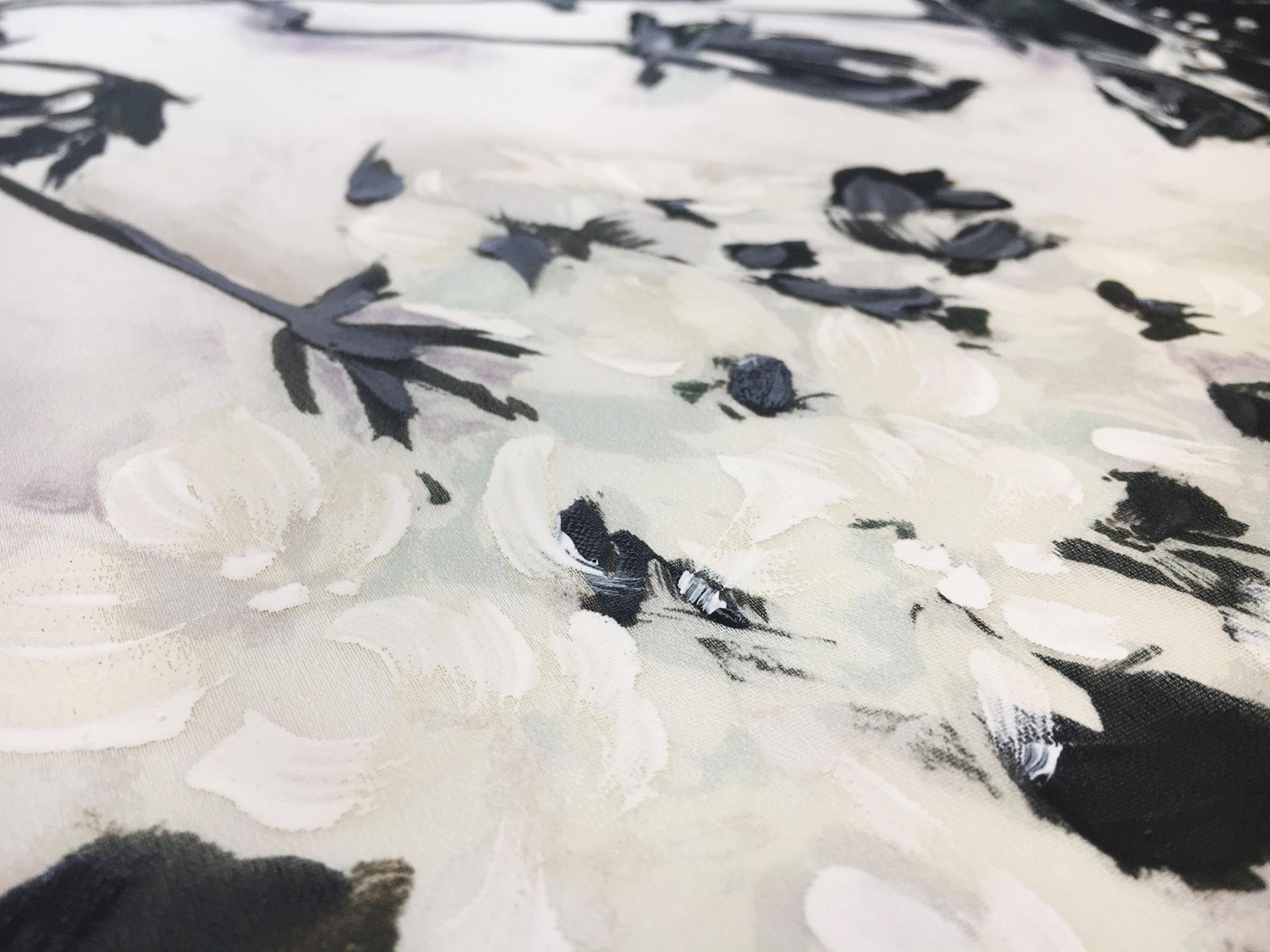 Hand Painted Silk Organza with Abstract Florals2