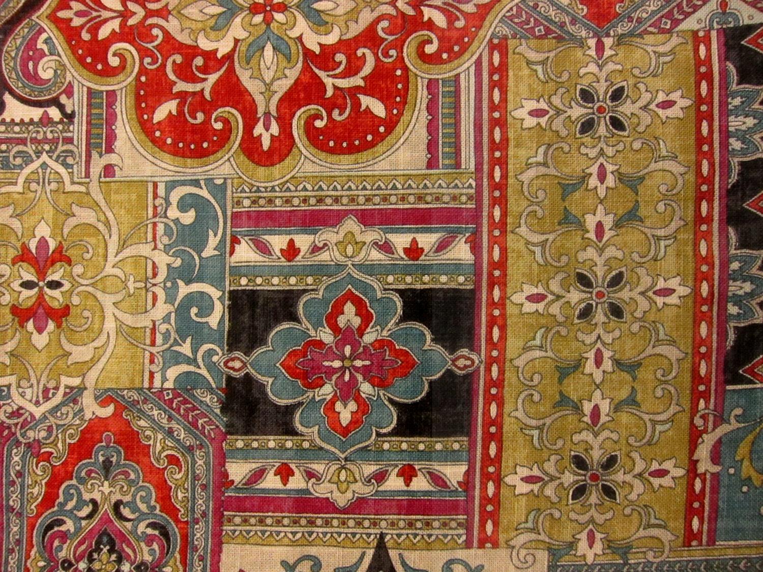 Linen Blend Upholstery Middle Eastern Deco Print 0