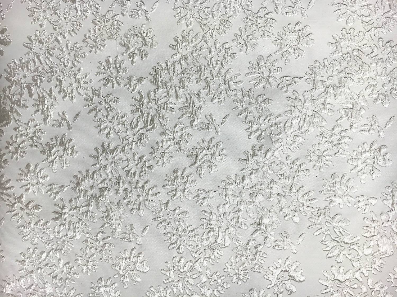 Metallic Floral Brocade in Silver0
