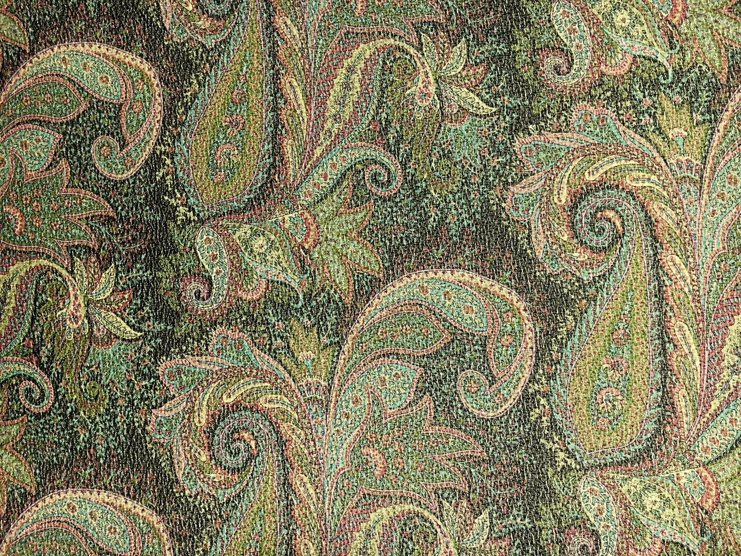 Silk and Wool Blend Metallic Crepe with Paisley Patterns0