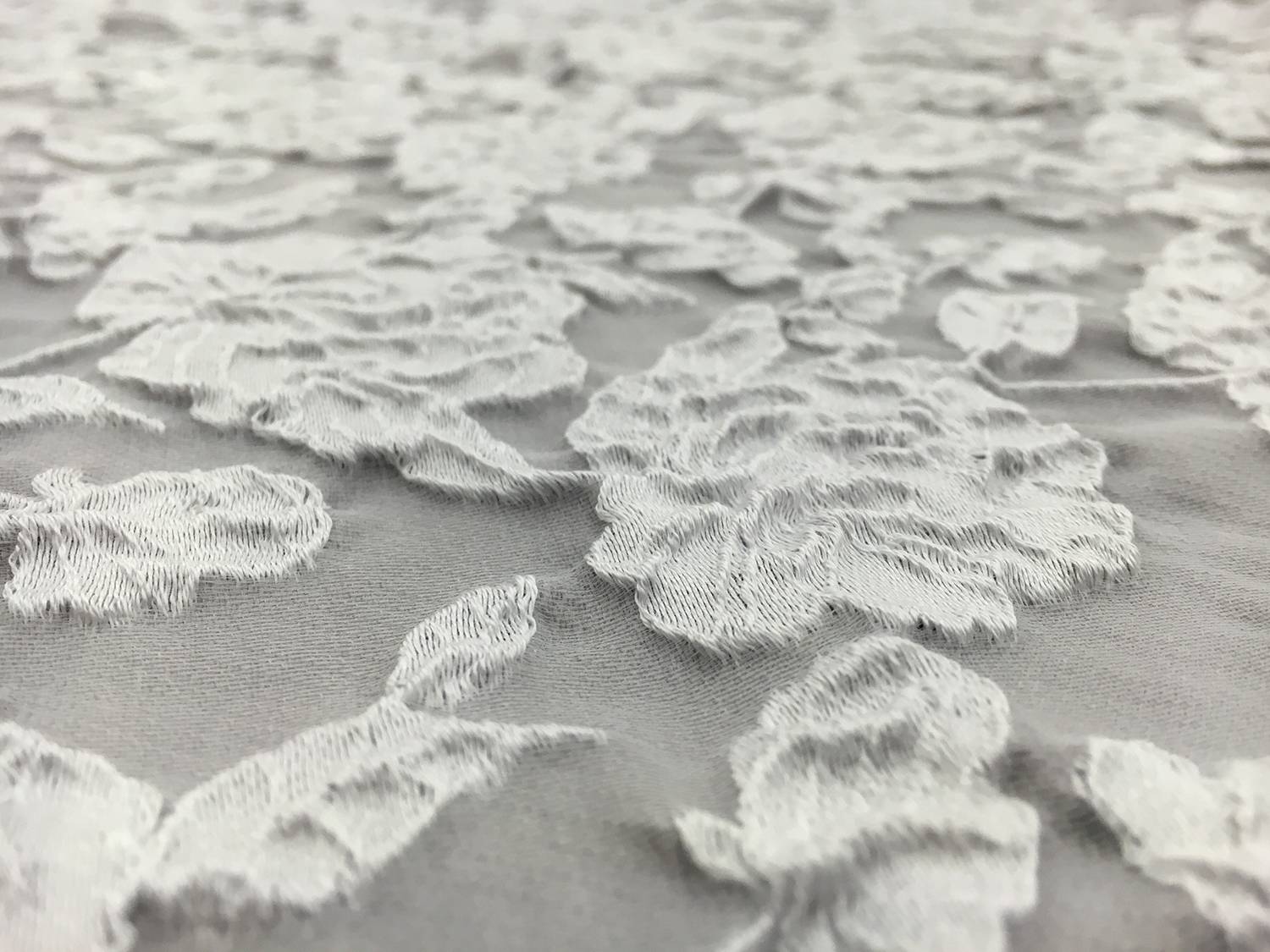 Cotton Blend Floral Cloqué in Light Grey2