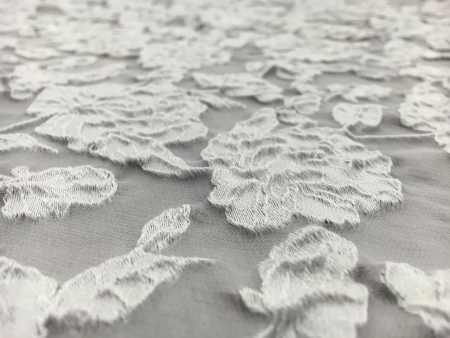 Cotton Blend Floral Cloqué in Light Grey2