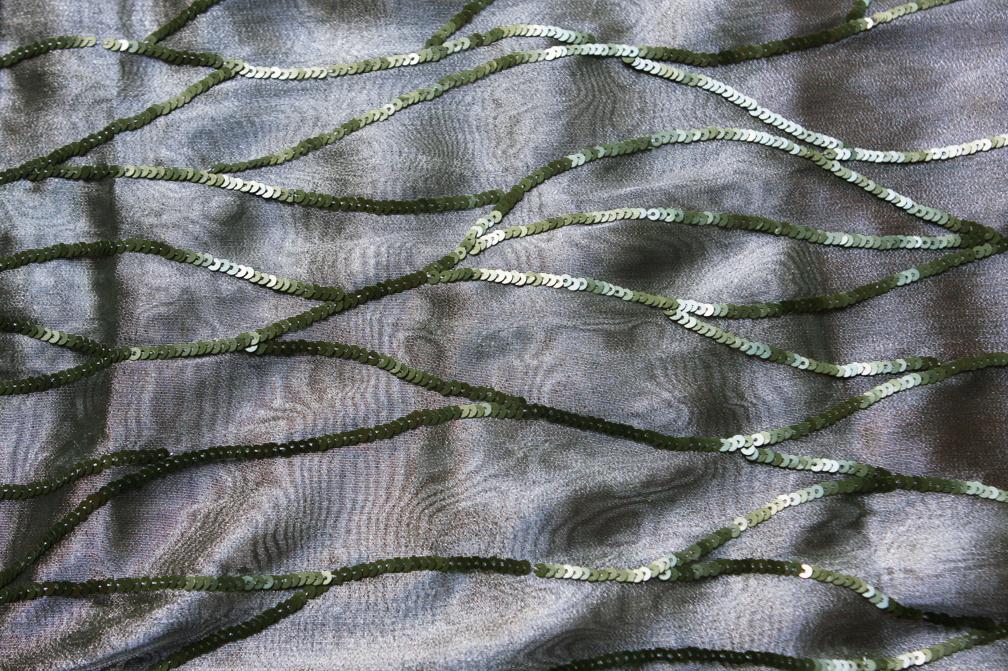 Sequins on Metallic Organza0