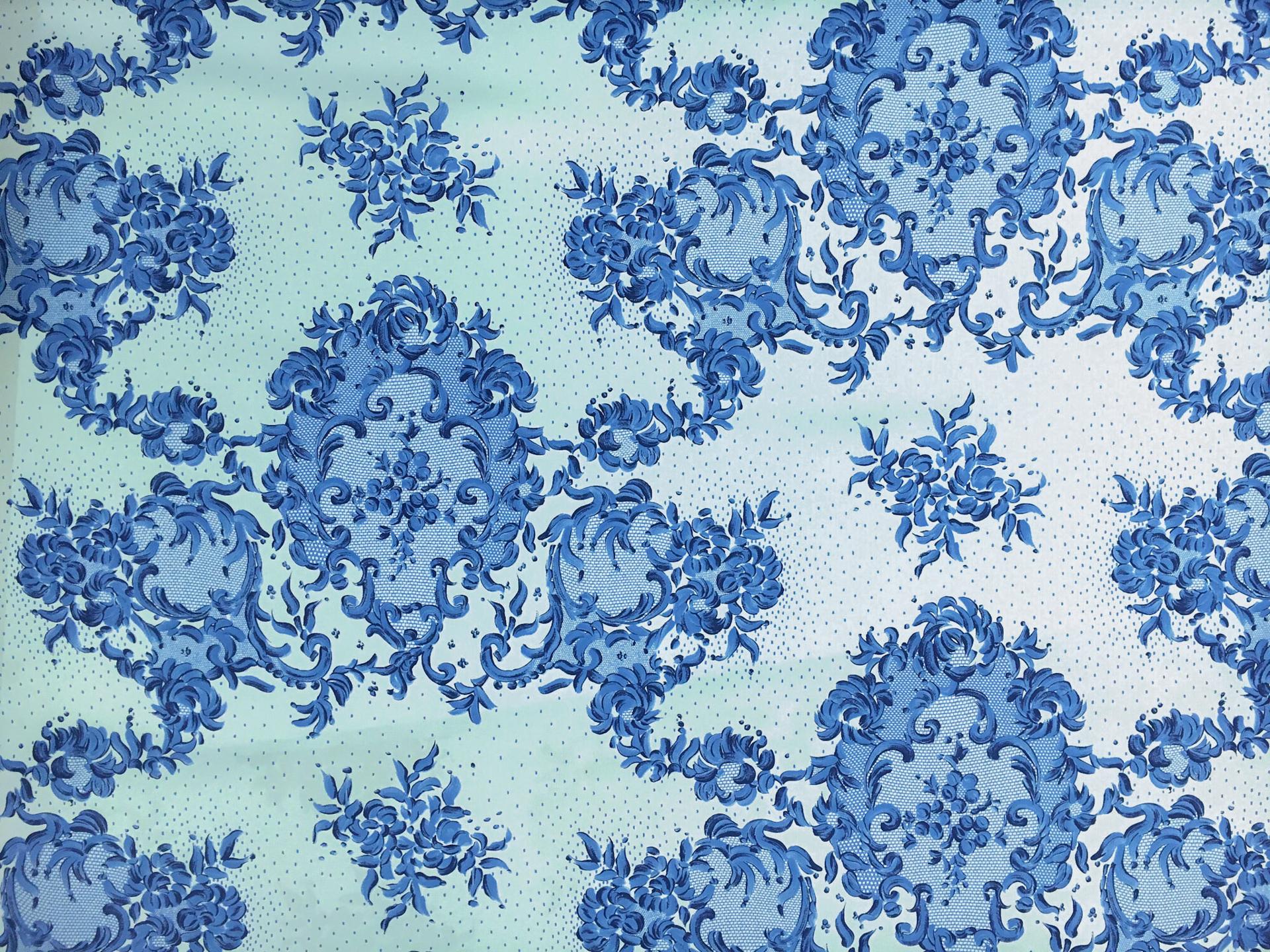 Printed Couture Silk Gazar with Doily Ornamentation Patterns0