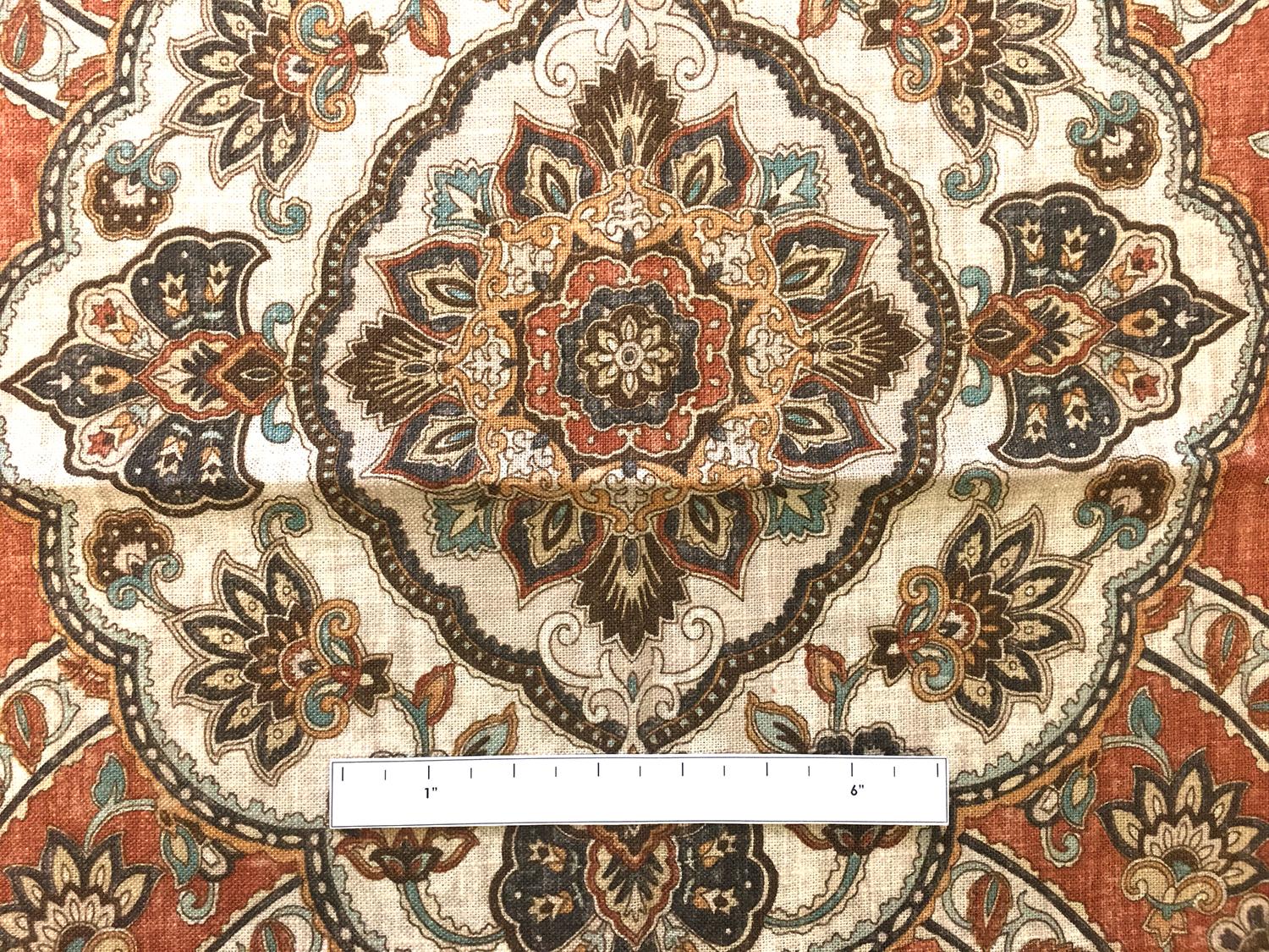 Upholstery Linen Viscose Print With Large Paisley Motif1