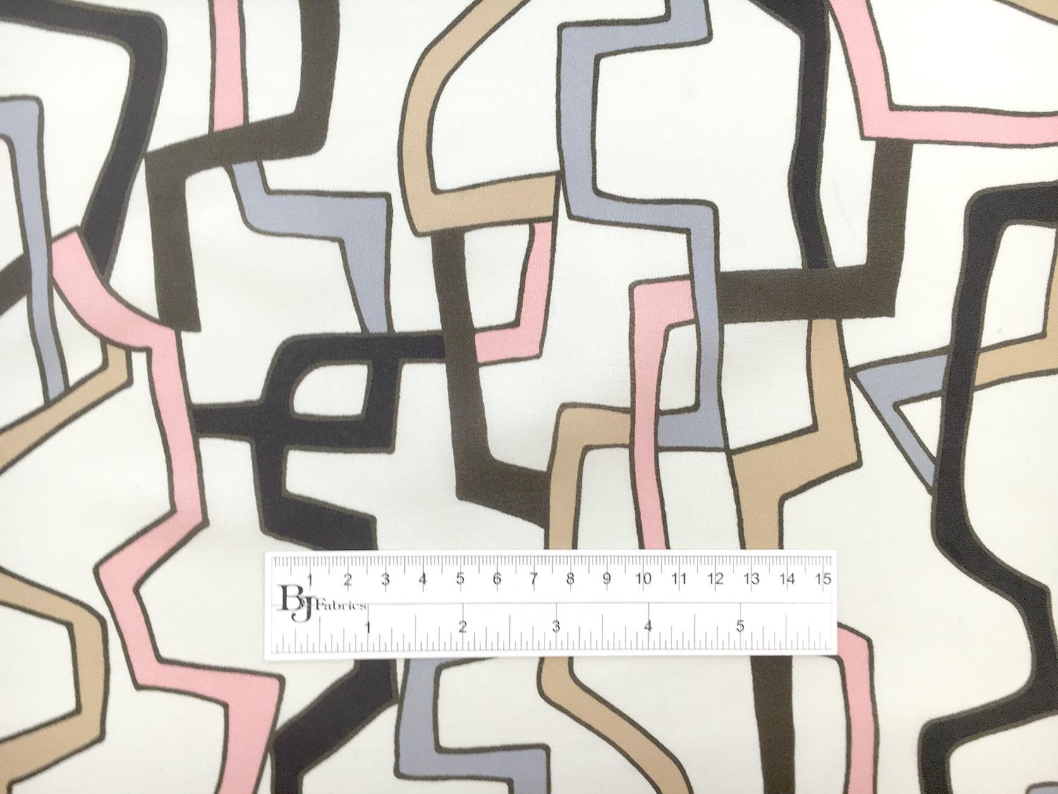 Printed Silk Crepe de Chine with Geometric Chains1