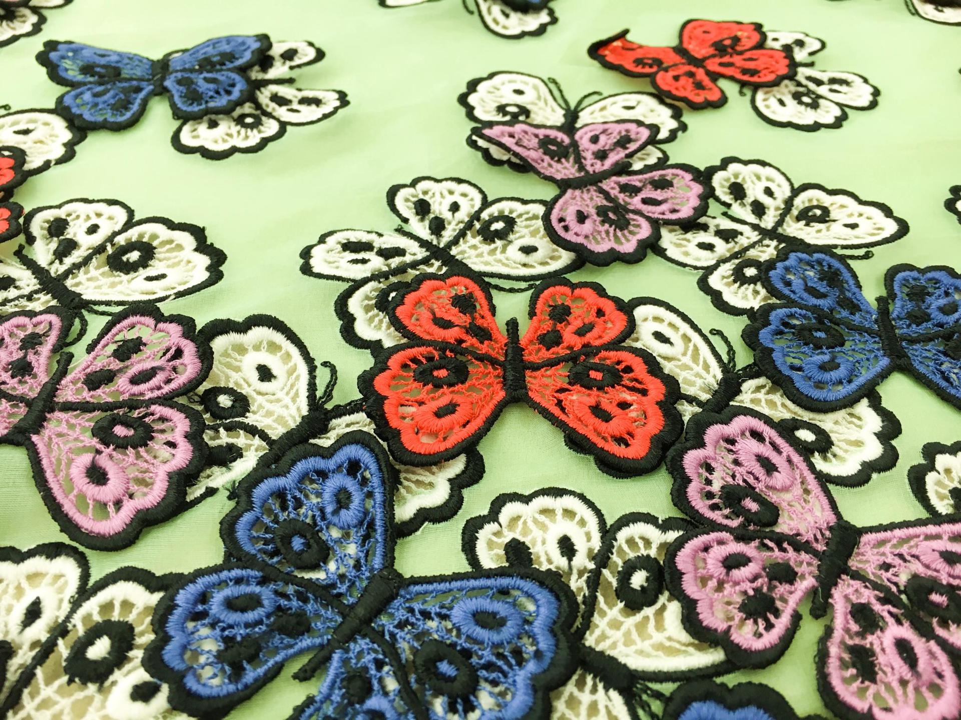 Forster Willi Embroidered and Appliquéd Butterflies on Silk Organza3