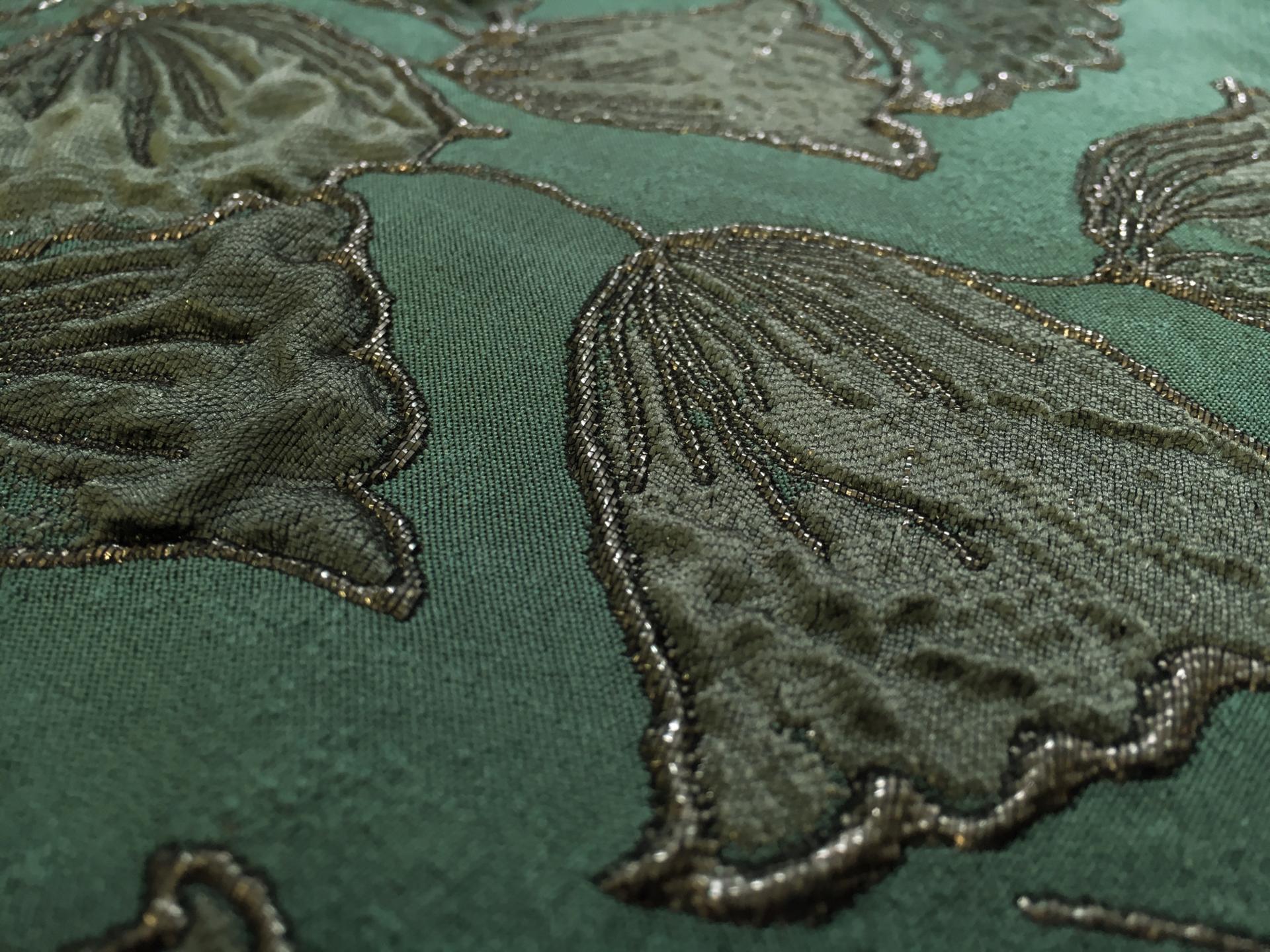 Silk Blend Brocade with Ginkgo Biloba Leaves Jacquard 2