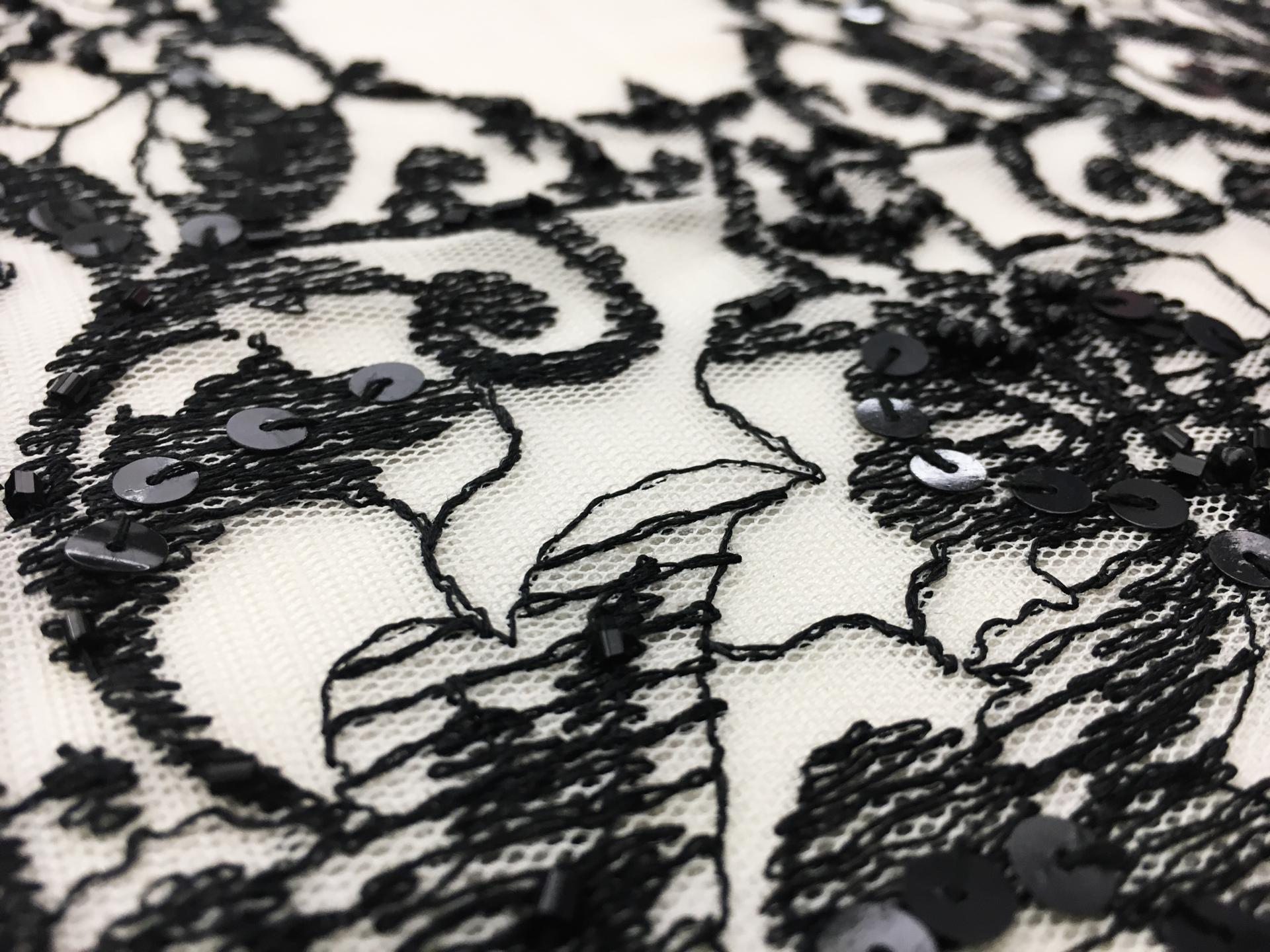 REDUCED Tulle with Embroidered and Sequined Borders2