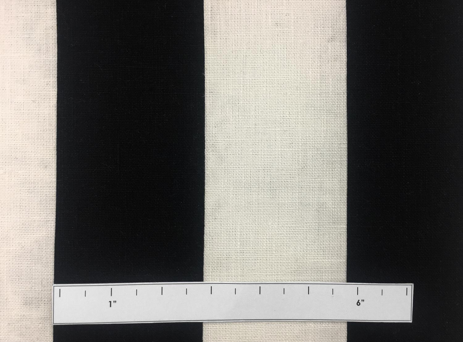 Linen Upholstery Printed Stripe in Black and Ivory1
