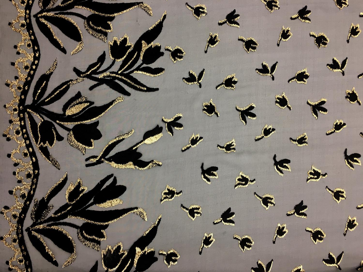 Silk Lurex Panné Burnout Velvet with Border Pattern0