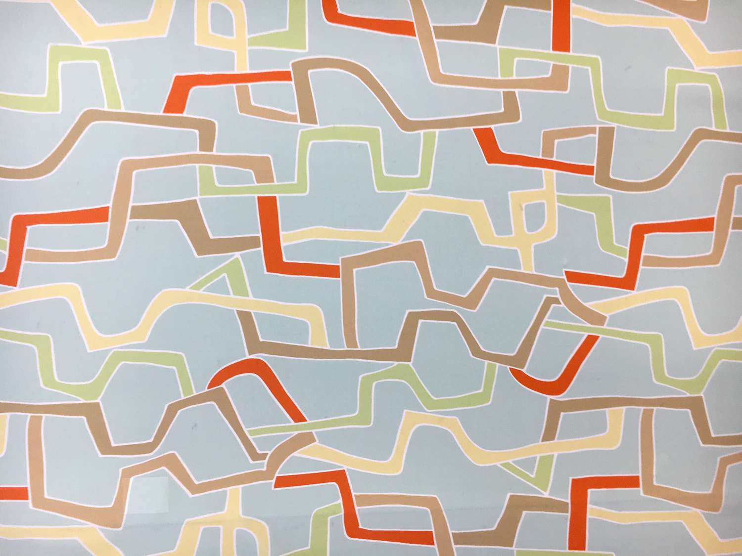 Printed Silk Crepe de Chine with Geometric Chains