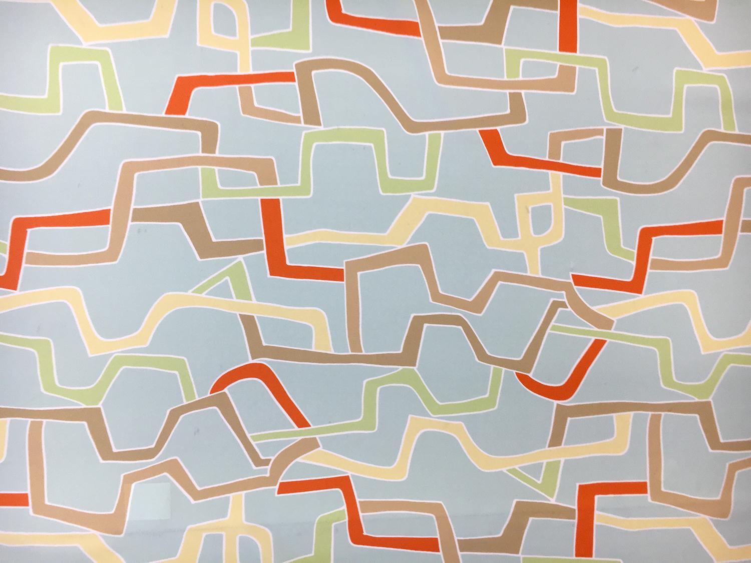 Printed Silk Crepe de Chine with Geometric Chains0