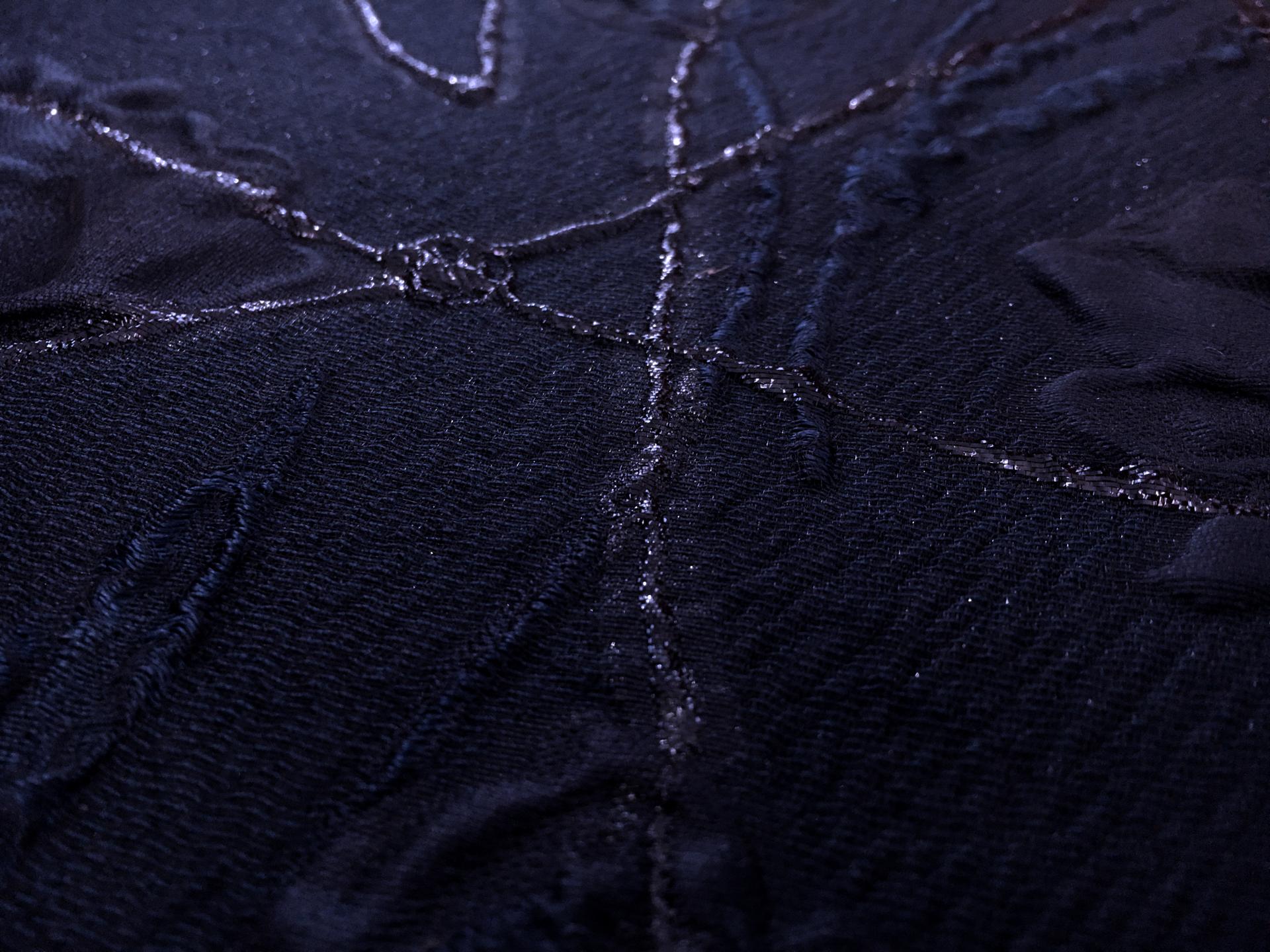 Silk Blend Metallic Organza with Abstract Lines and Floral Motifs2