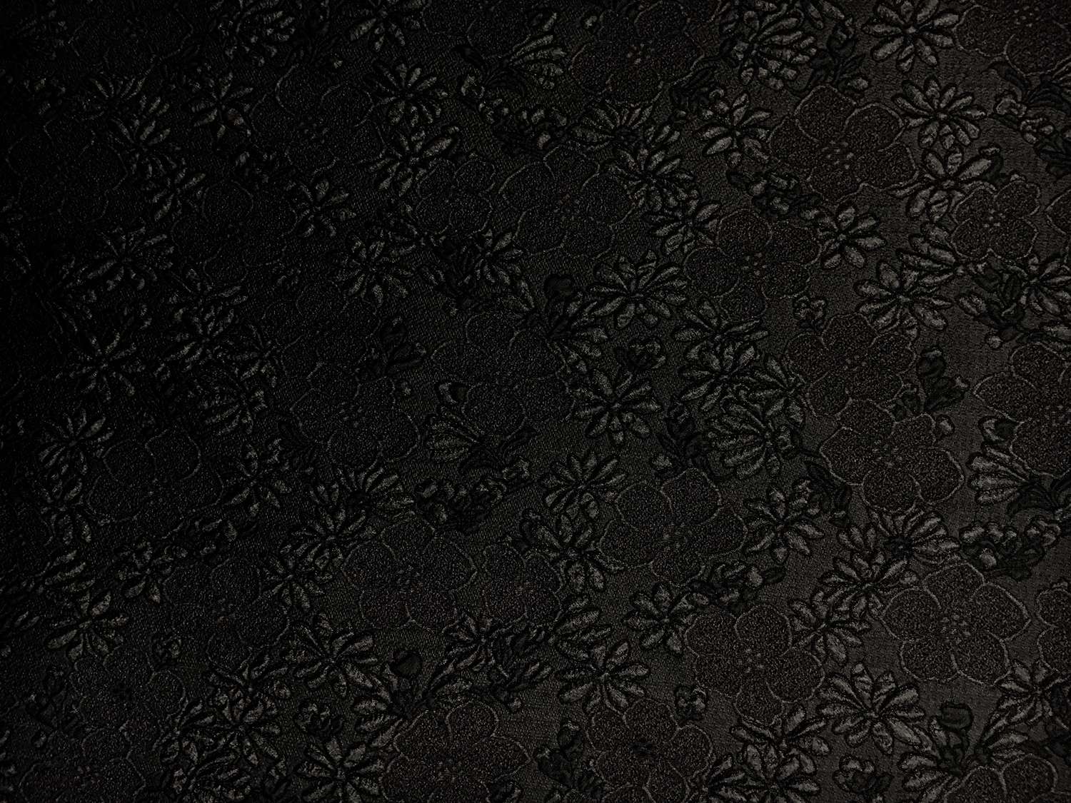 Metallic Organza Cloqué with Hibiscus and Daisies in Black0