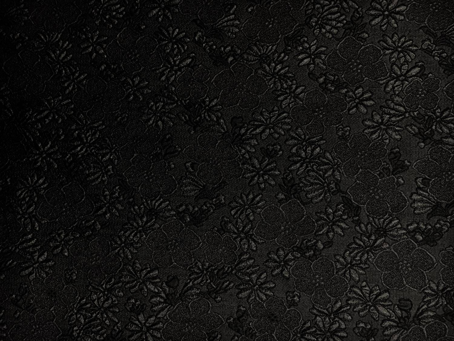 Metallic Organza Cloqué with Hibiscus and Daisies in Black0