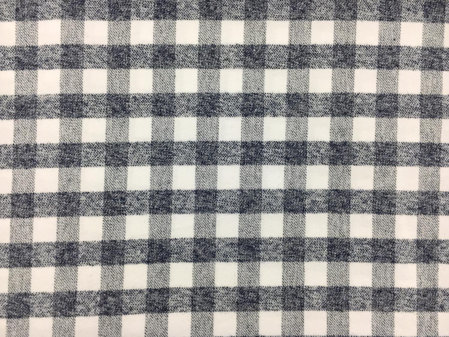 Cotton Flannel Plaid in White and Navy0