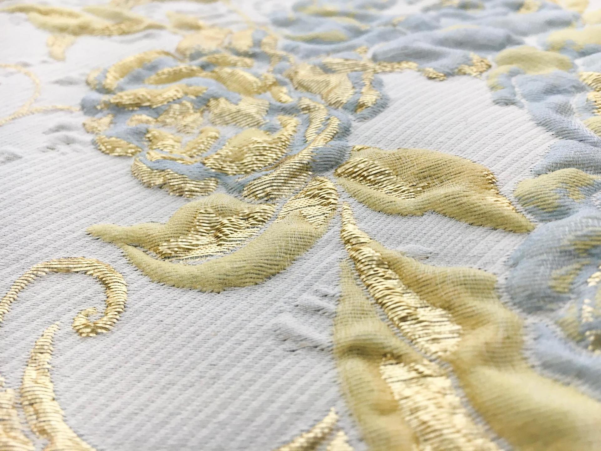 Silk Blend Matelassé with Flowers and Swirls2