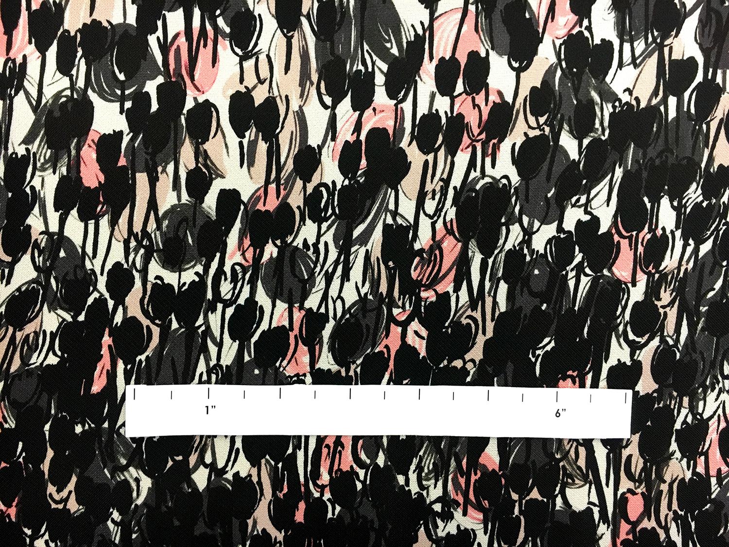 Printed Silk Gazar with Degradé Abstract Tulips1