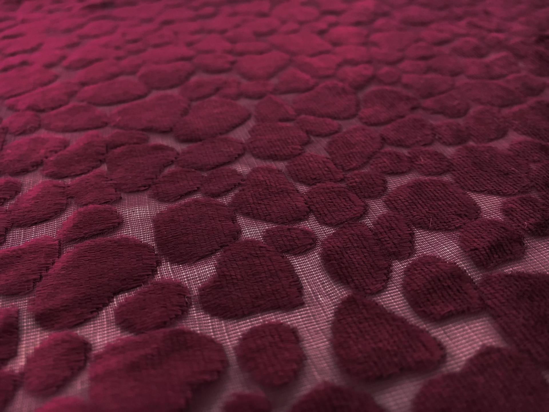 Poly and Rayon Burnout Velvet with Uneven Dots in Wine0