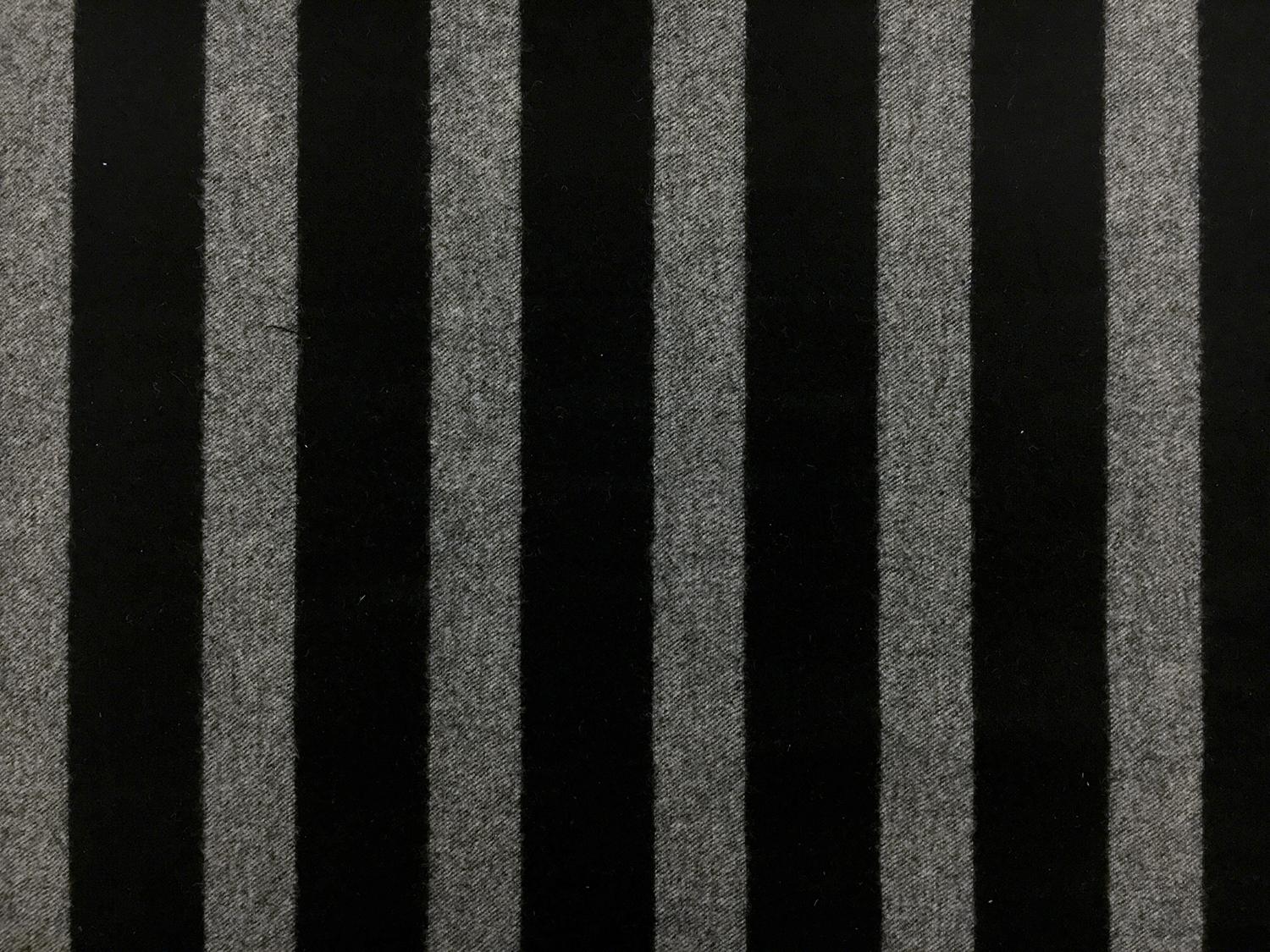 Italian Stretch Wool Blend Flannel Stripe in Black0