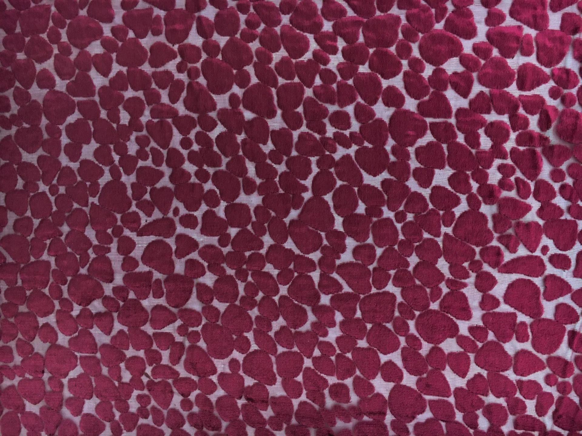 Poly and Rayon Burnout Velvet with Uneven Dots in Wine2