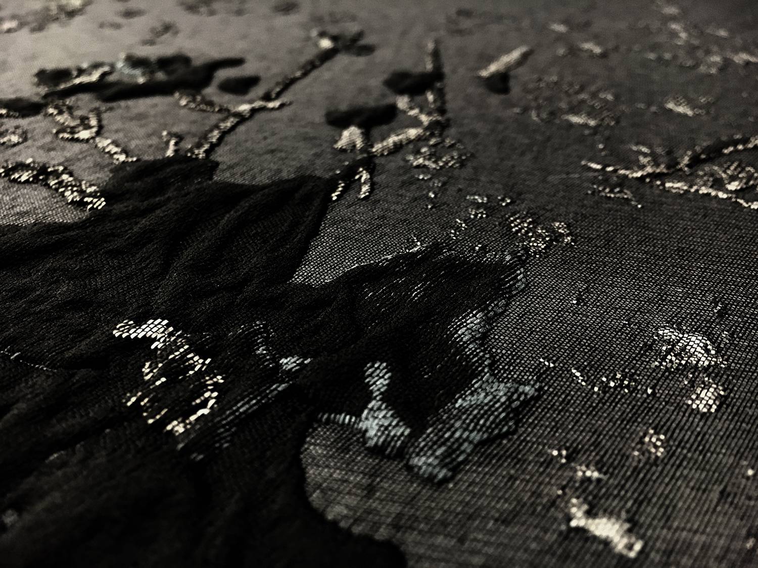 Polyester Twill with Metallic Abstract Floral Border2