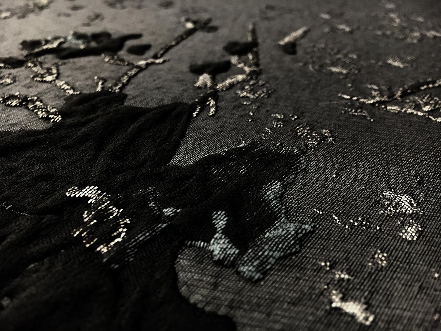 Polyester Twill with Metallic Abstract Floral Border2