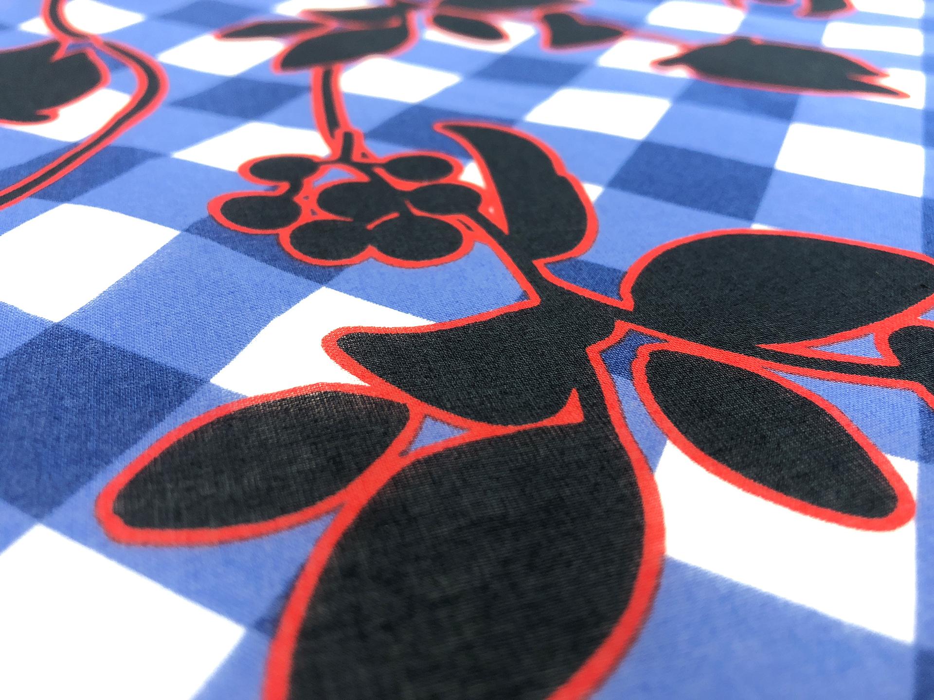 Cotton Voile Florals Over Plaid Print2