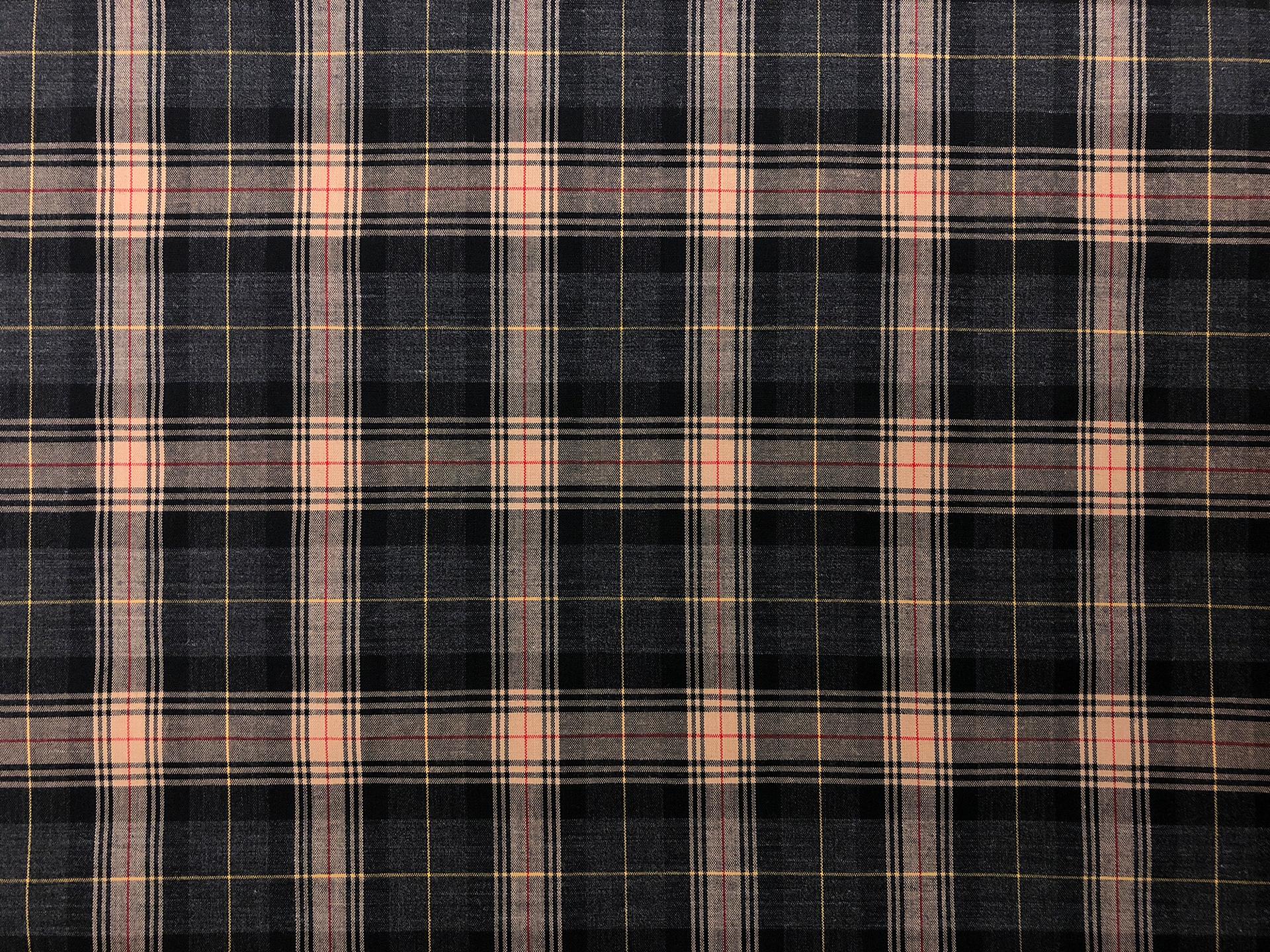 Black and Camel Brown Superfine Wool Tartan Plaid0