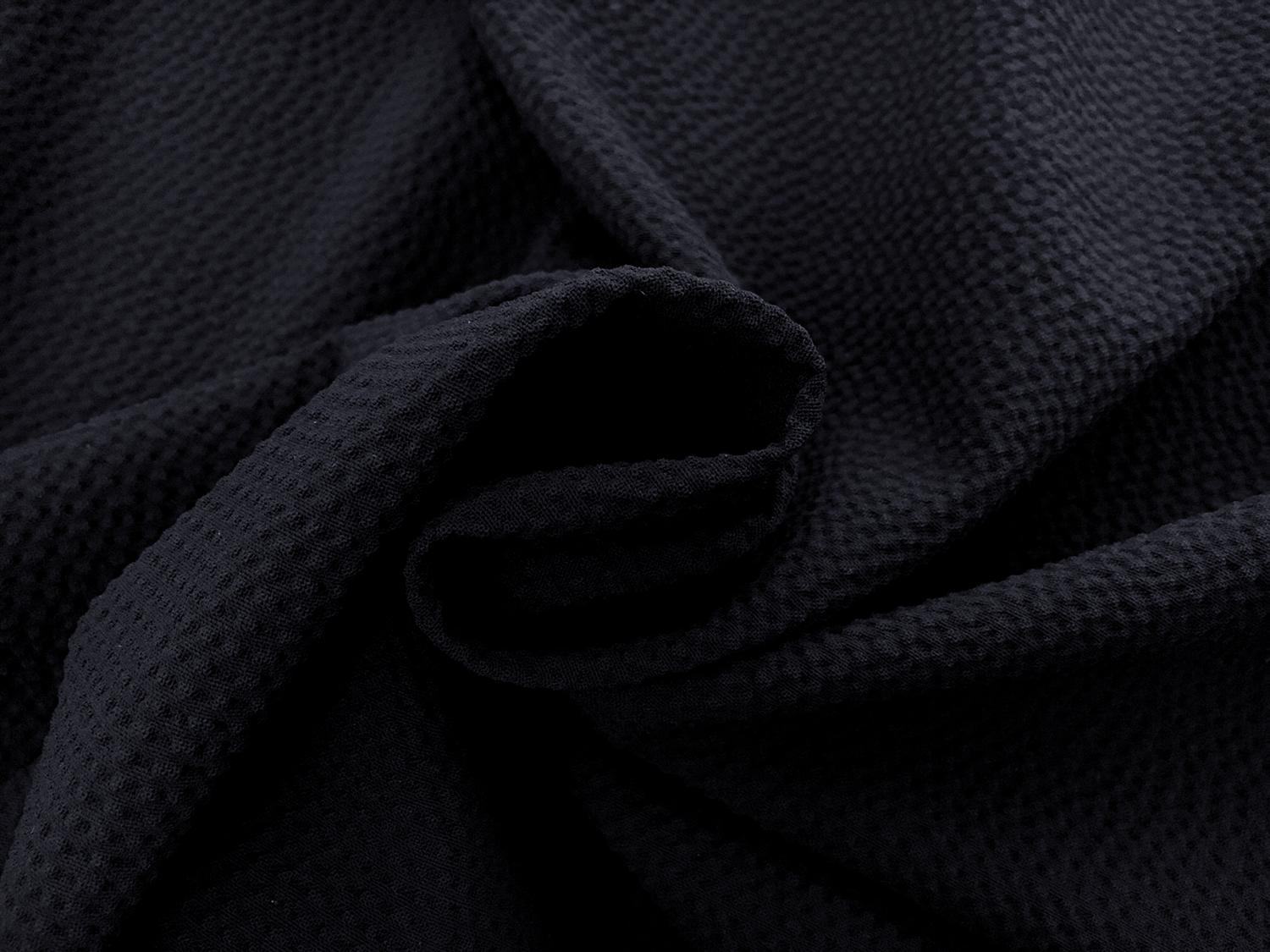 Italian Stretch Virgin Wool Seersucker Crepe in Navy1