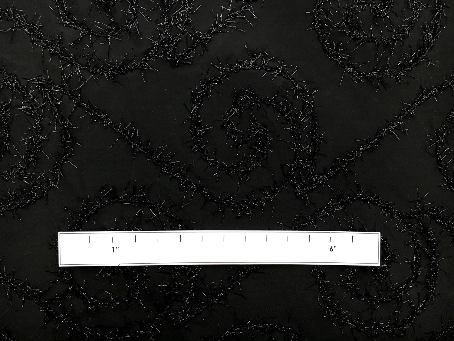 Polyester Taffeta with Lurex Embroidered Swirls1