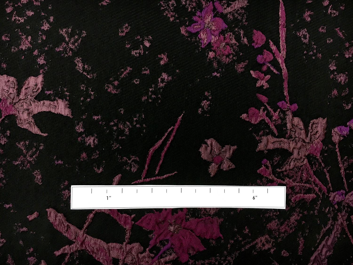 Polyester Twill with Metallic Abstract Floral Border2