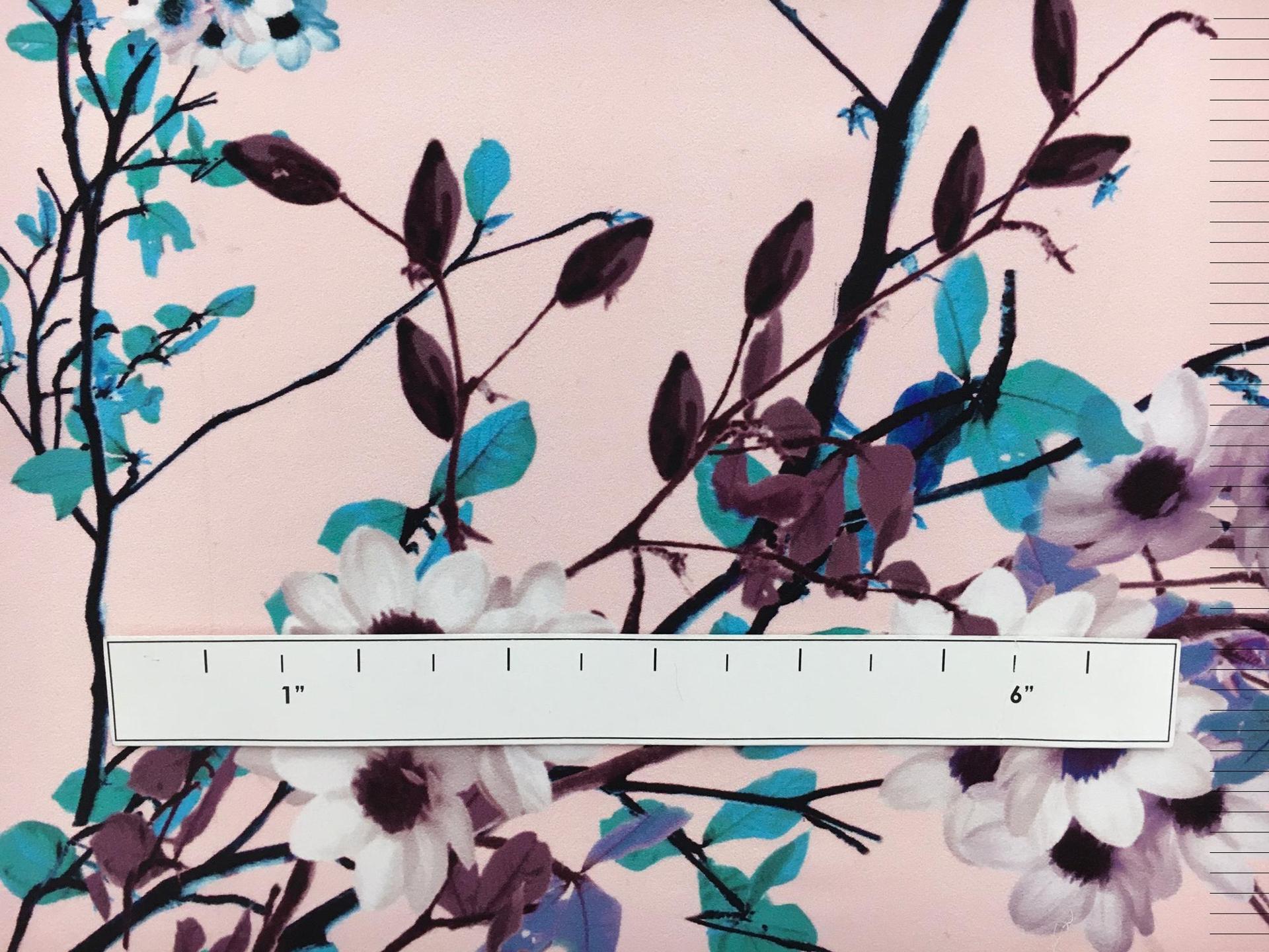 Printed Silk Charmeuse with Large Cherry Blossom Branches1