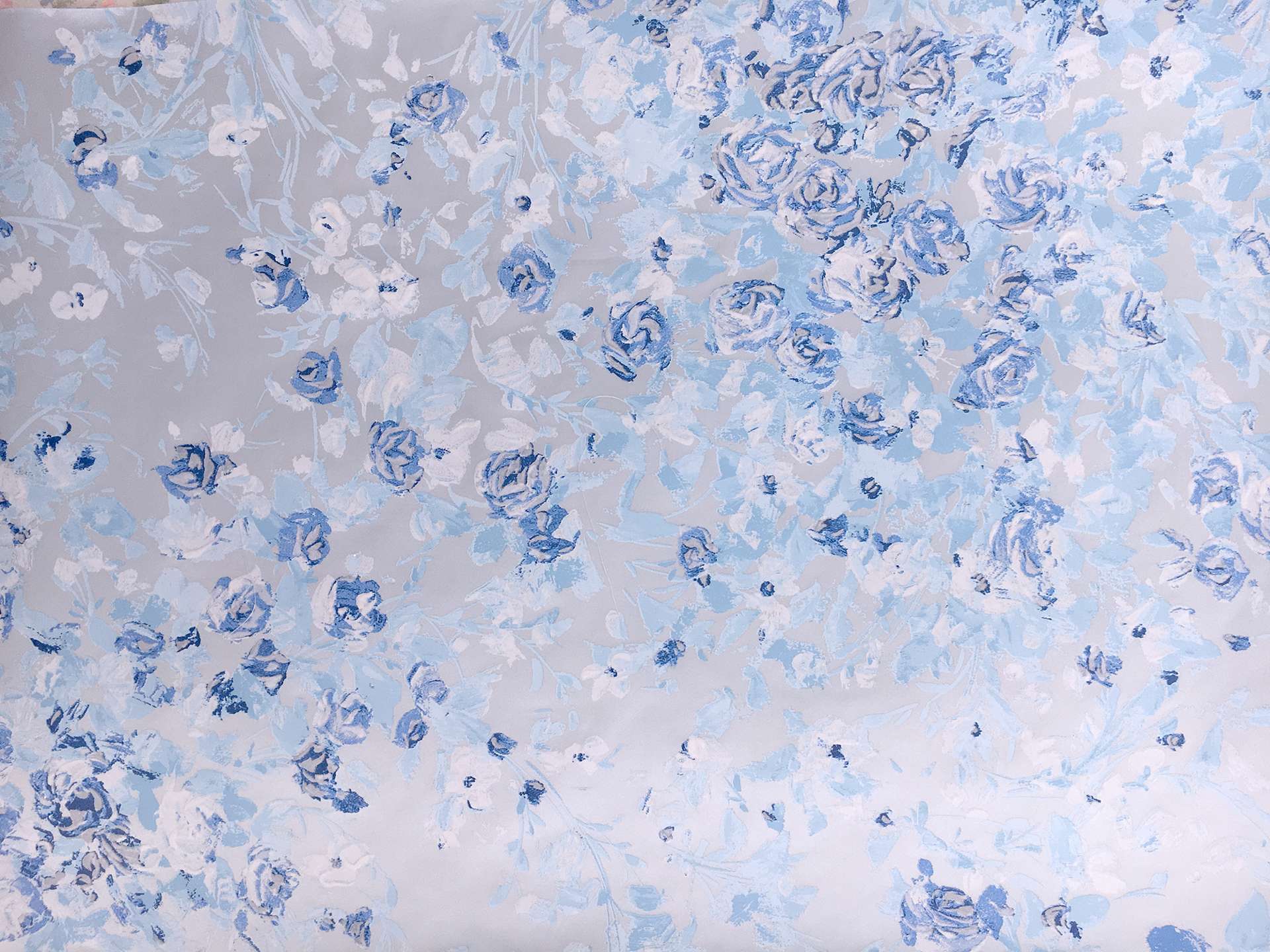 Pigment Printed Silk Satin with Impressionist Roses0